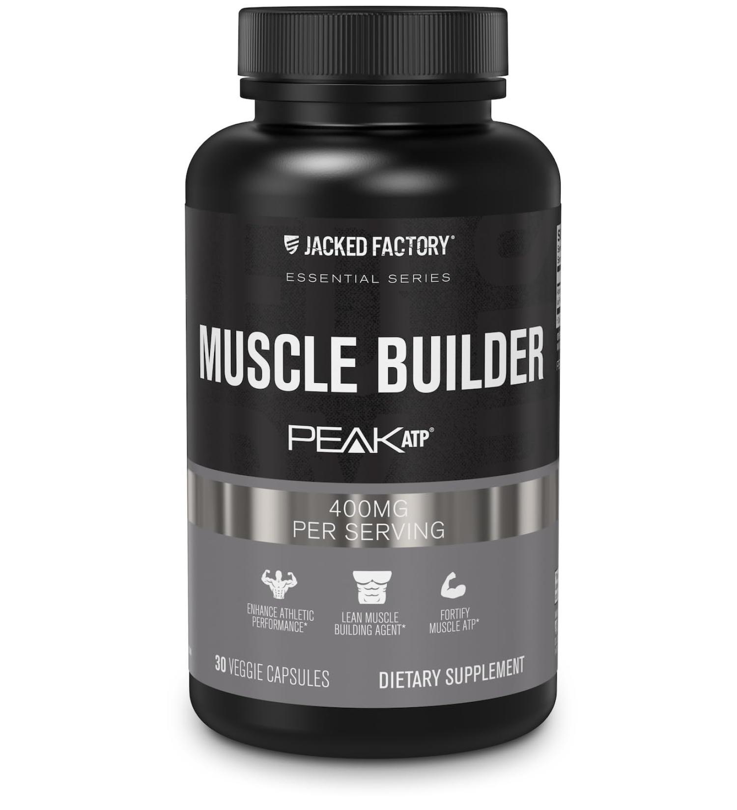 Jacked Factory Essentials Muscle Builder - ATP Muscle Builder for Men with Peak ATP to Support Muscle Gain Enhance Athletic Performance & Increase Strength - 30 Capsules - Buy Online on GoSupps.com