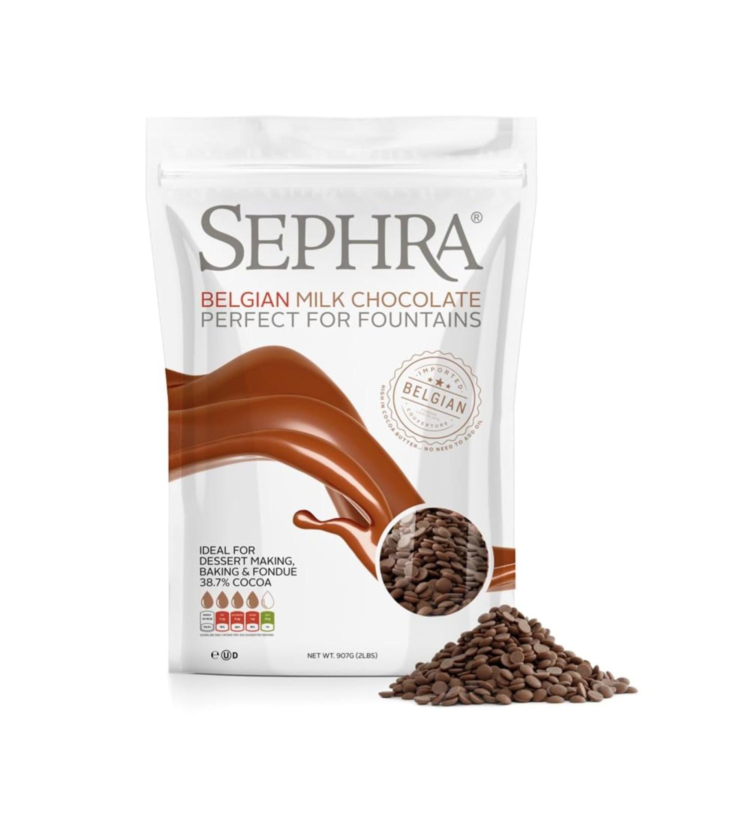 Sephra Belgian Couverture Milk Chocolate Callets 2.5kg - Perfect for Fountains, Baking, Fondue - Gluten Free & Halal - Pack of 1 - Buy Online on GoSupps.com