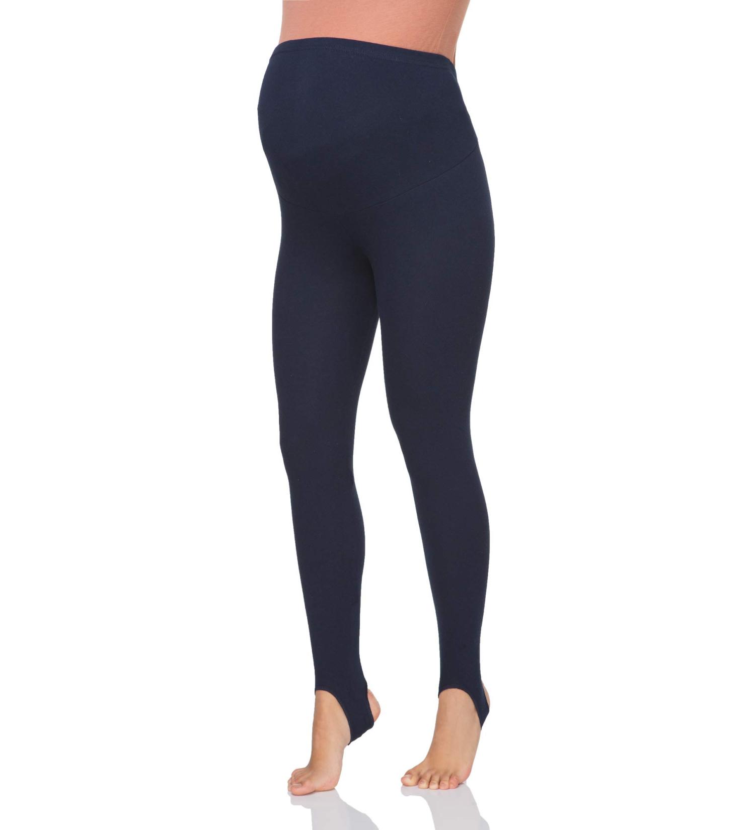 FUTURO FASHION Women's Maternity Fleece Lined Leggings Stirrup Comfortable Pregnancy Winter Cotton Leggings Over Bump Belly Support Stretchy Adjustable High Waisted Pants 8-22 UK 20-22 Navy