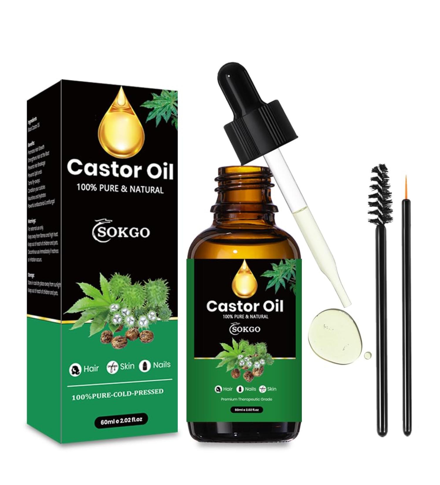 100% Pure Organic Cold Pressed Castor Oil for Hair Growth Eyelashes & Eyebrows - Nourishing Moisturizer 2.02 Fl Oz - Buy Online on GoSupps.com