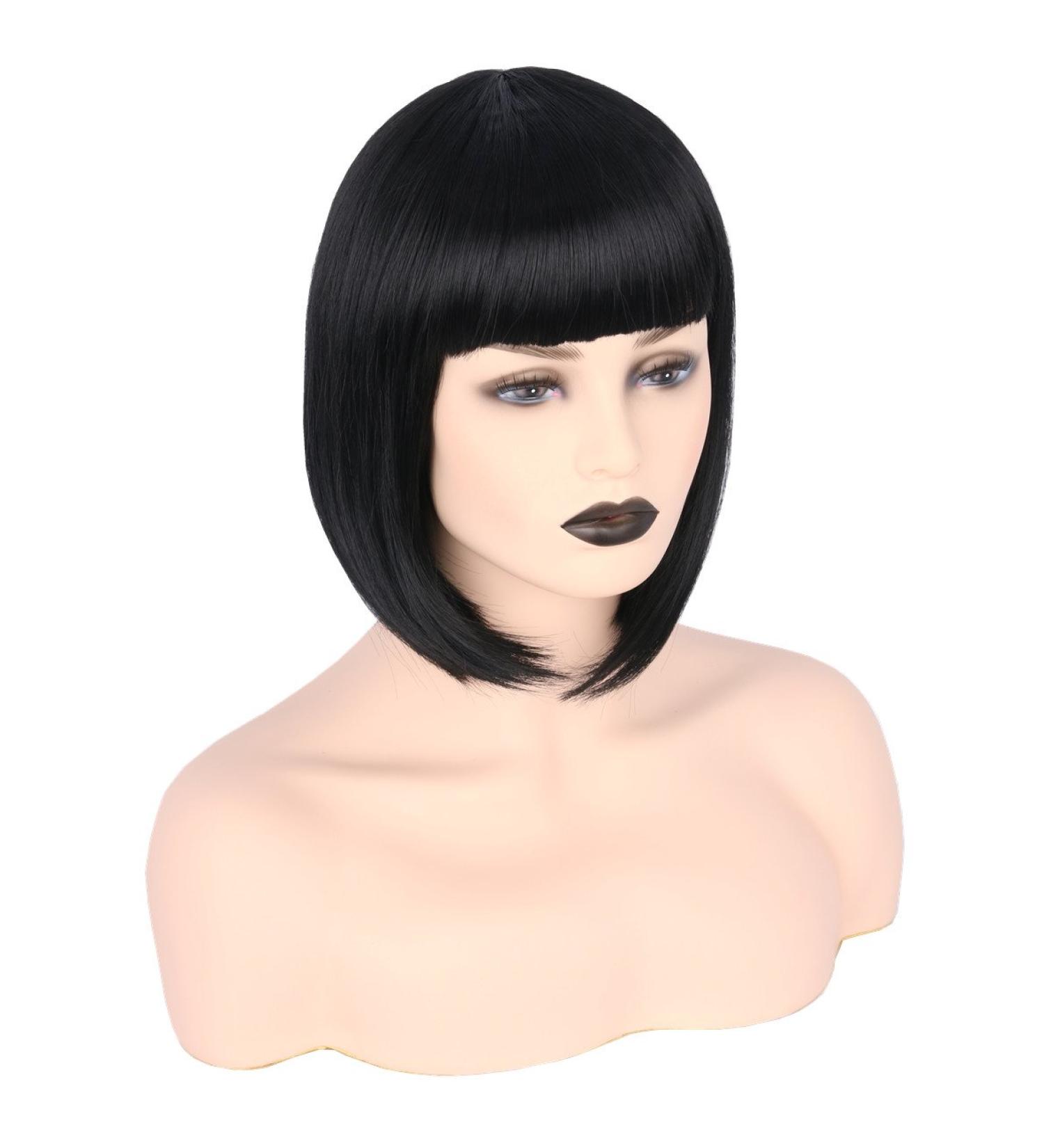 Topcosplay Women s Short Bob Wig - Black Straight Synthetic Wigs with Bangs for Cosplay Daily Wear Carnival & Mardi Gras - Buy Online on GoSupps.com