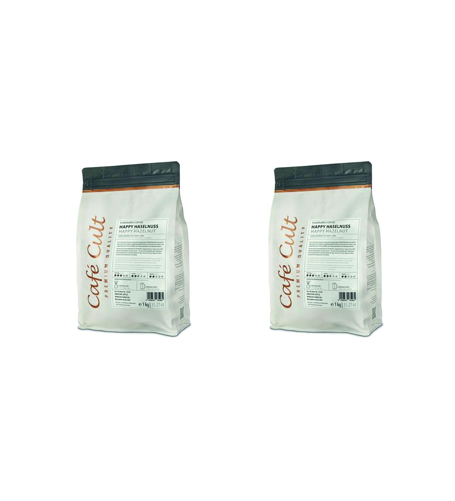 2 kg de caf Teemando Happy Noisette dans un sac de 1 kg - Grains entiers aromatis s
