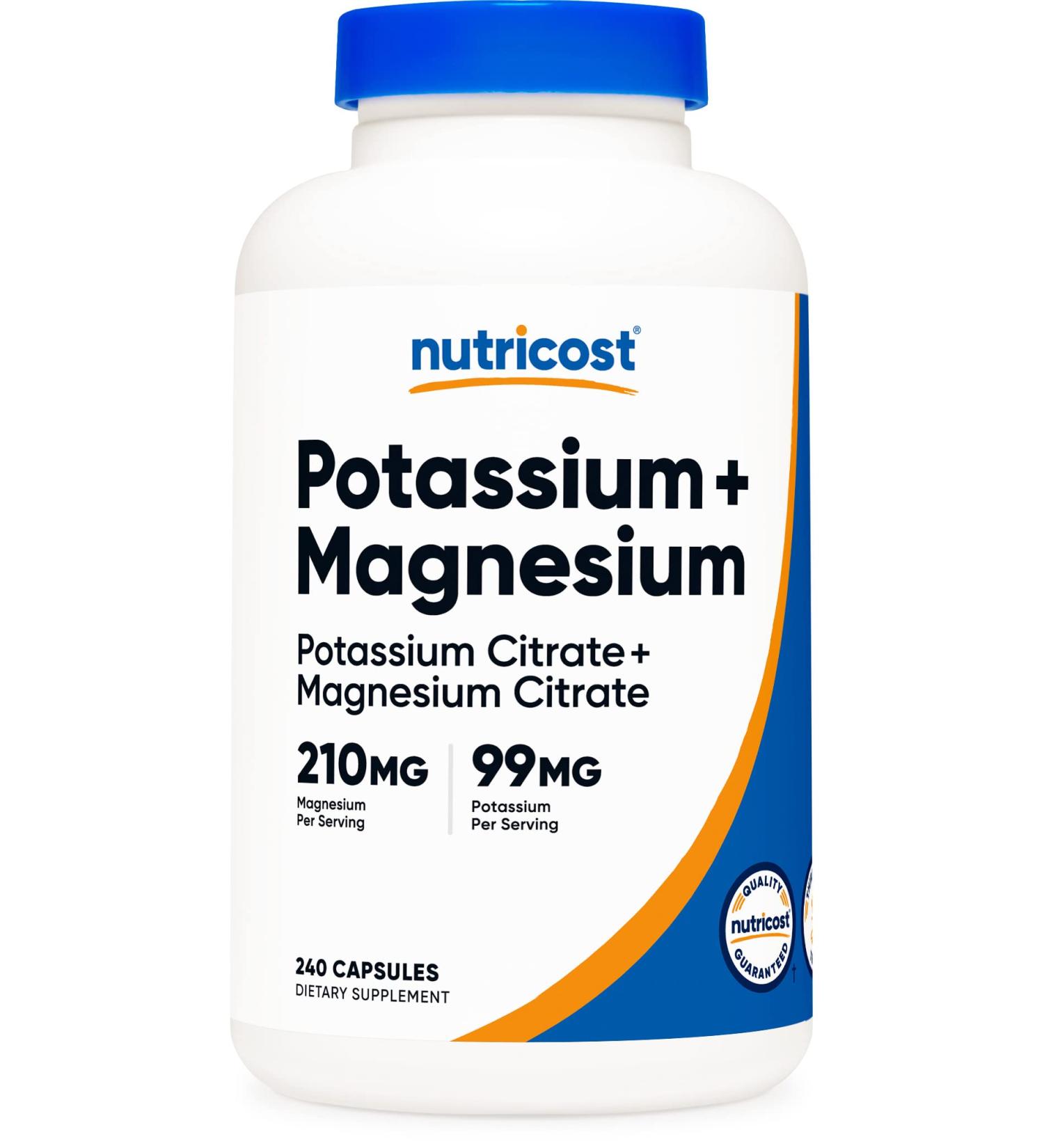 Nutricost Potassium & Magnesium Citrate Capsules (240 ct) - Non-GMO & Gluten Free - Buy Online on GoSupps.com