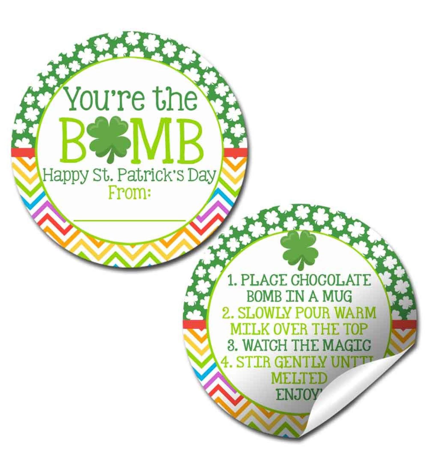 You're The Bomb Shamrock Themed Happy St. Patrick's Day Hot Cocoa Bomb Sticker Labels  Total of 40 2 Circle Stickers (20 sets of 2) by AmandaCreation - Buy Online on GoSupps.com