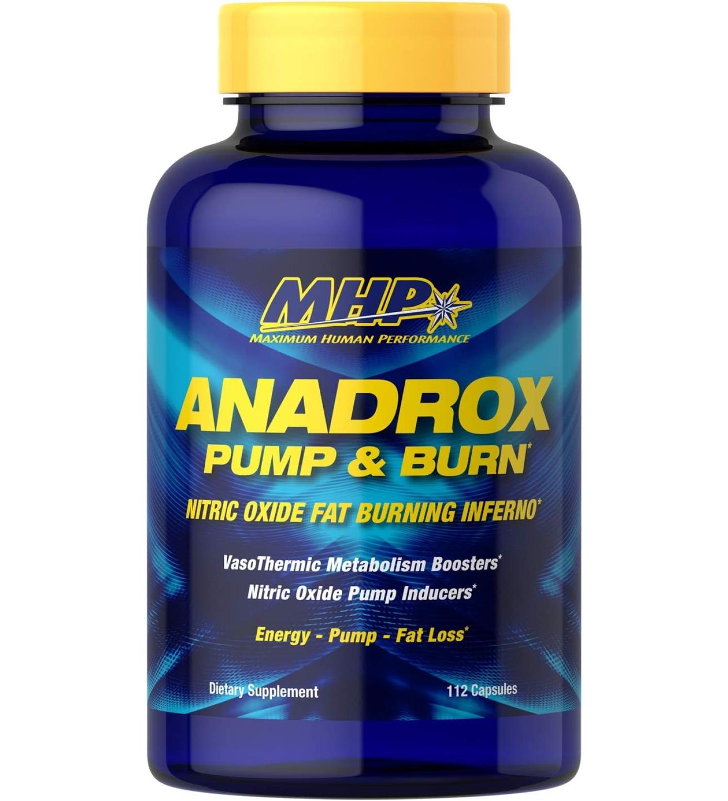 MHP Anadrox Pump & Burn - Nitric Oxide Fat Burner 112 Capsules for Enhanced Energy & Weight Loss - Buy Internationally - Buy Online on GoSupps.com