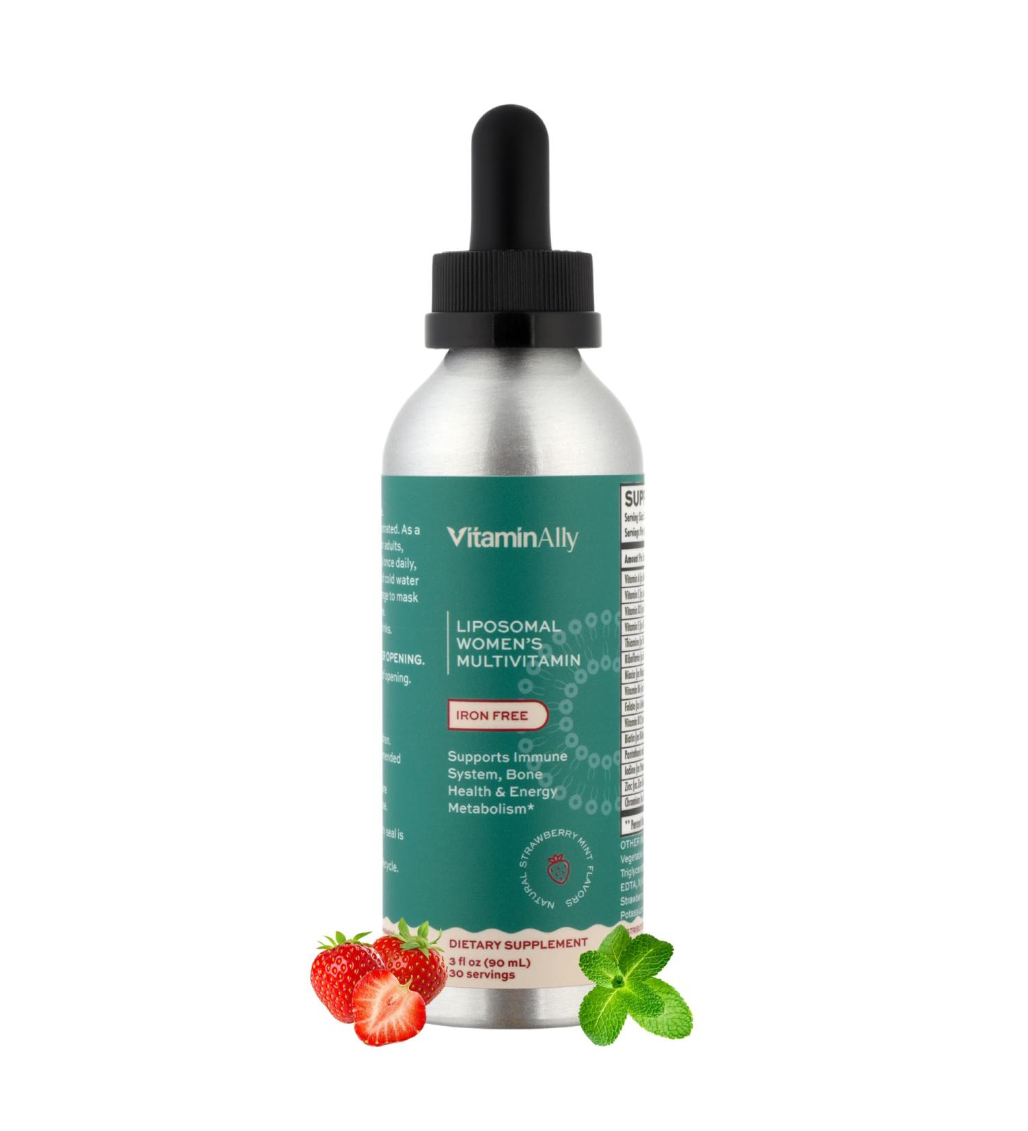 Vitaminally Liposomal Women's Liquid multivitamin Iron Free Drops| Sugar Free | Non-GMO | Gluten Free | Supports Immune System Bone Health and Energy Metabolism - Buy Online on GoSupps.com