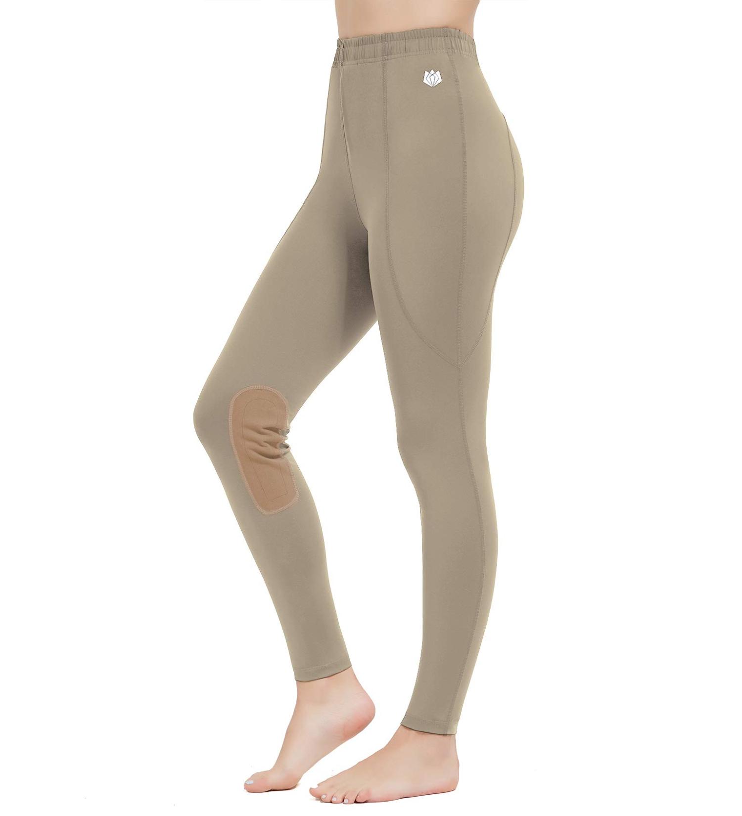 FitsT4 Kids Performance Riding Tights - Flex Knee Patch Breeches for Girls in Khaki (Large) - Buy Online on GoSupps.com