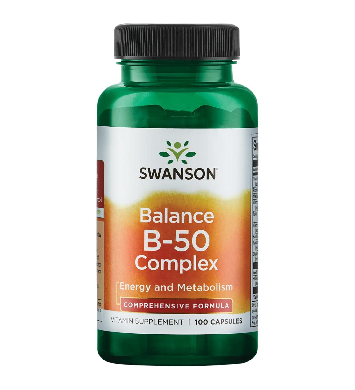 Swanson B-50 B-Complex Vitamins 100 Capsules - Energy, Cardio & Stress Support - Buy Online on GoSupps.com