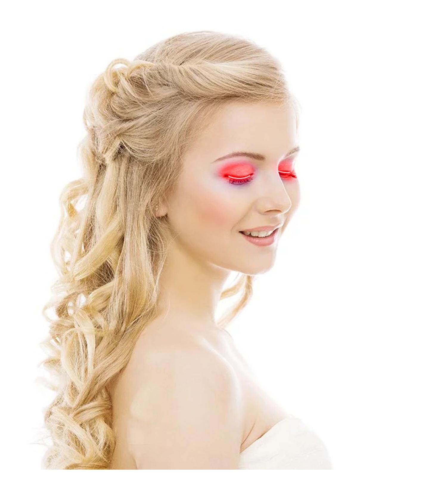  YWBL-WH LED Light Up False Eyelashes Shiny Eyeliner Charming Eyeshadow Headband for Party Bar Night Club Halloween (Red) - Buy Online on GoSupps.com