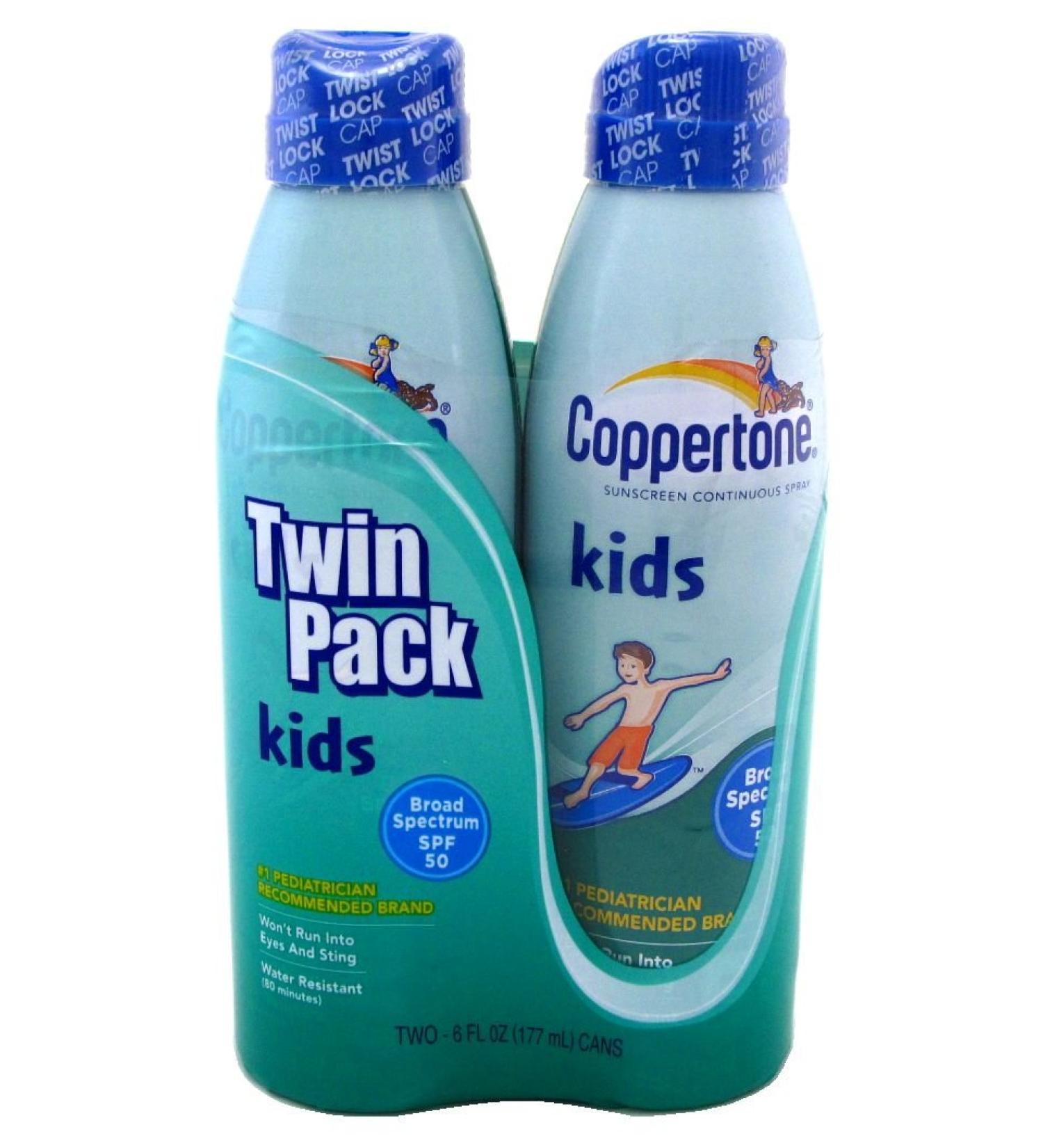 Coppertone Kids Sunscreen Clear Continuous Spray SPF 50 Twin Pack 2 ea