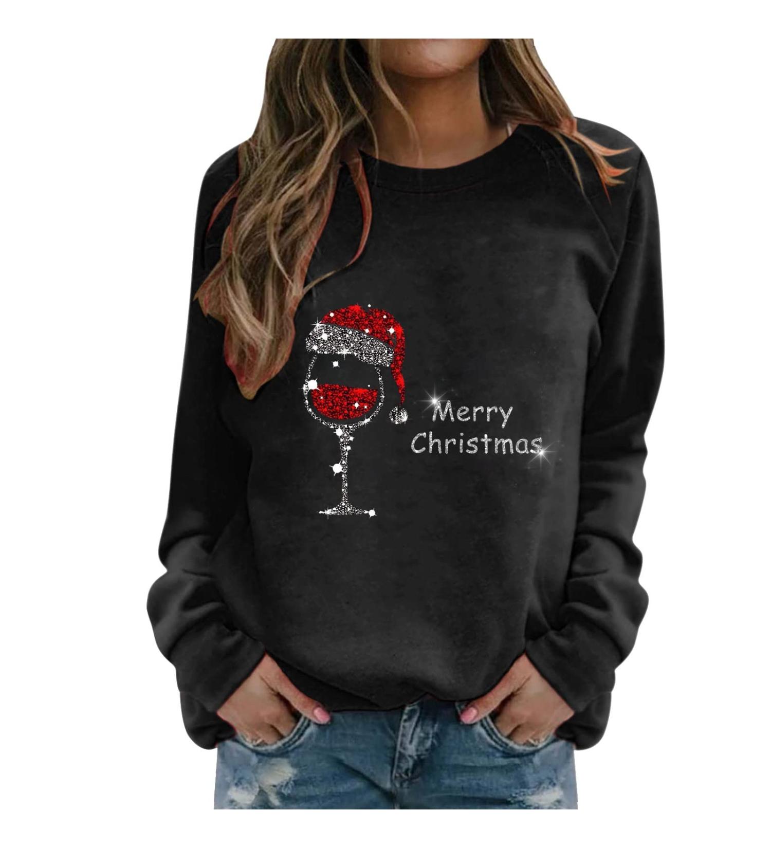 Women's Christmas 3D Plush Shoulder-Free Long-Sleeve Sweater - Black 3XL | Festive Holiday Apparel - Buy Online on GoSupps.com