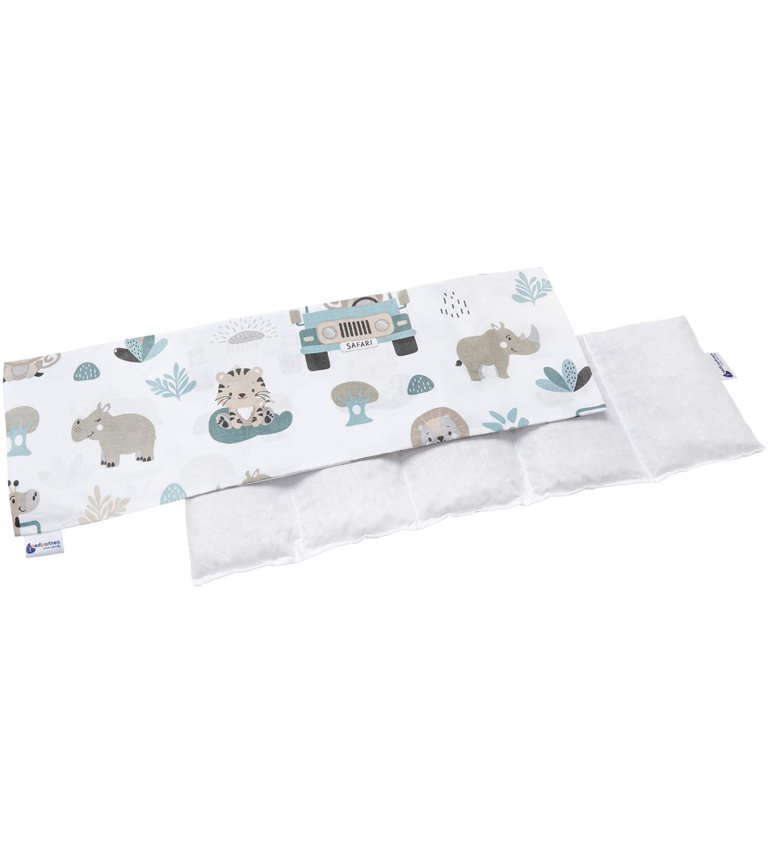 Medi Partners Cherry Core Pillow 60x20cm - 100% Cotton Eco-Friendly Heat & Cold Therapy Removable Cover - Large 5 Chambers Grain Pillow (Mint Zoo) - Buy Online on GoSupps.com