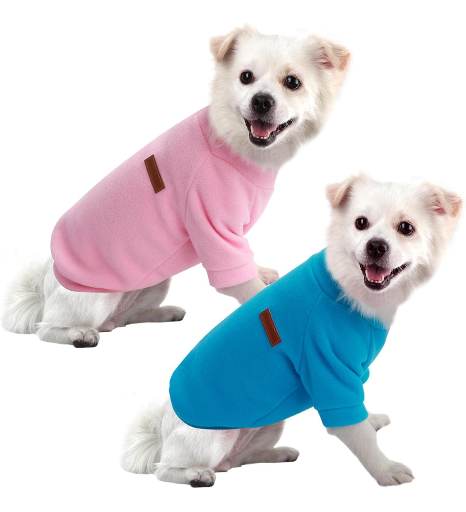 HuaLiSiJi Dog Fleece Jumpers - Medium Dog Sweatshirt & Hoodie Set (M Blue+Pink) - Buy Online on GoSupps.com