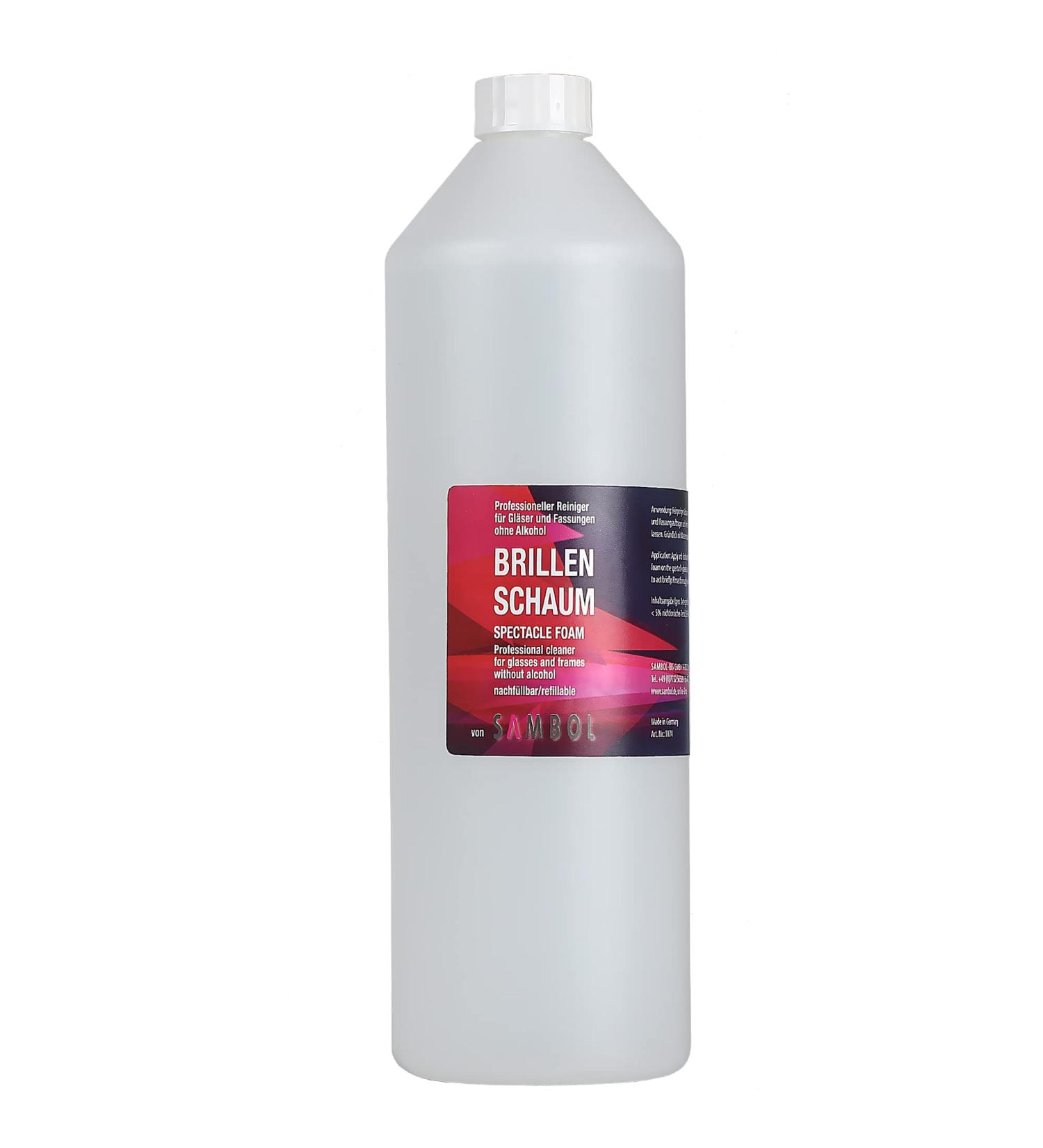 Alcohol-Free Glasses Cleaner Foam - 1L Refill Bottle | Professional Colorless Made in Germany - Buy Online on GoSupps.com