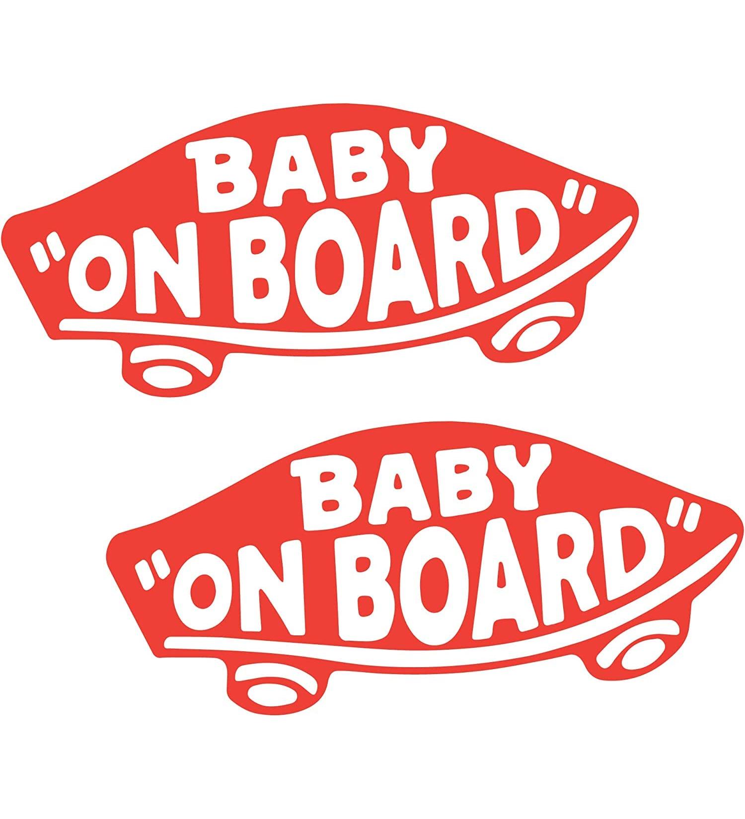 2-Pack Baby On Board Sticker for Cars, Trucks, Vans - Waterproof Safety Sign Decal for Kids - Skateboarding, BMX, Sports - Great Baby Shower Registry Gift (White/Red) - Buy Online on GoSupps.com