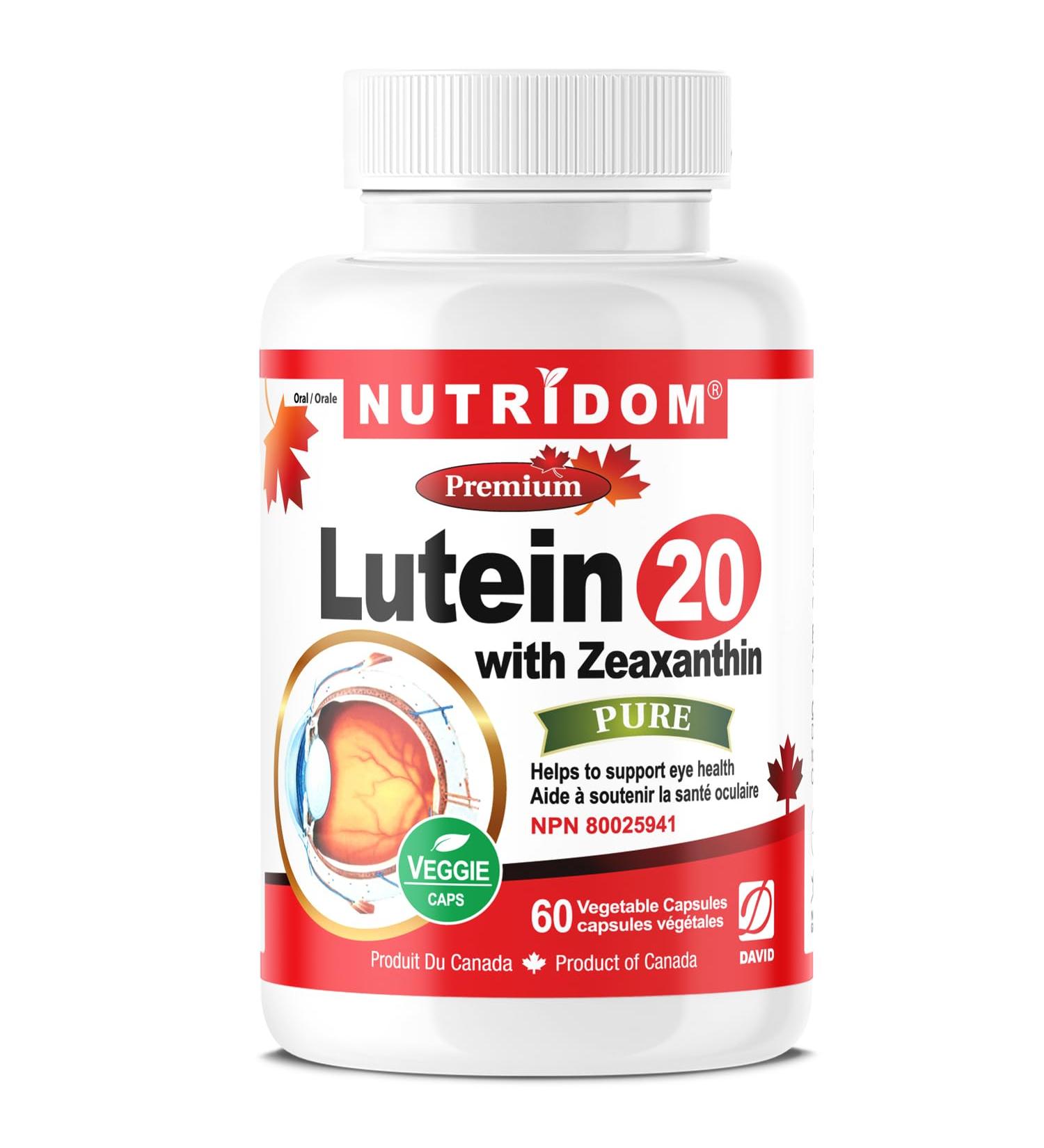 Nutridom Lutein 20mg with Zeaxanthin 2mg Marigold Flower Extract Supports Eye Health Non-GMO Vegan Gluten-Free Dairy-Free Soy-Free 2-month-supply (60 Count) - Buy Online on GoSupps.com