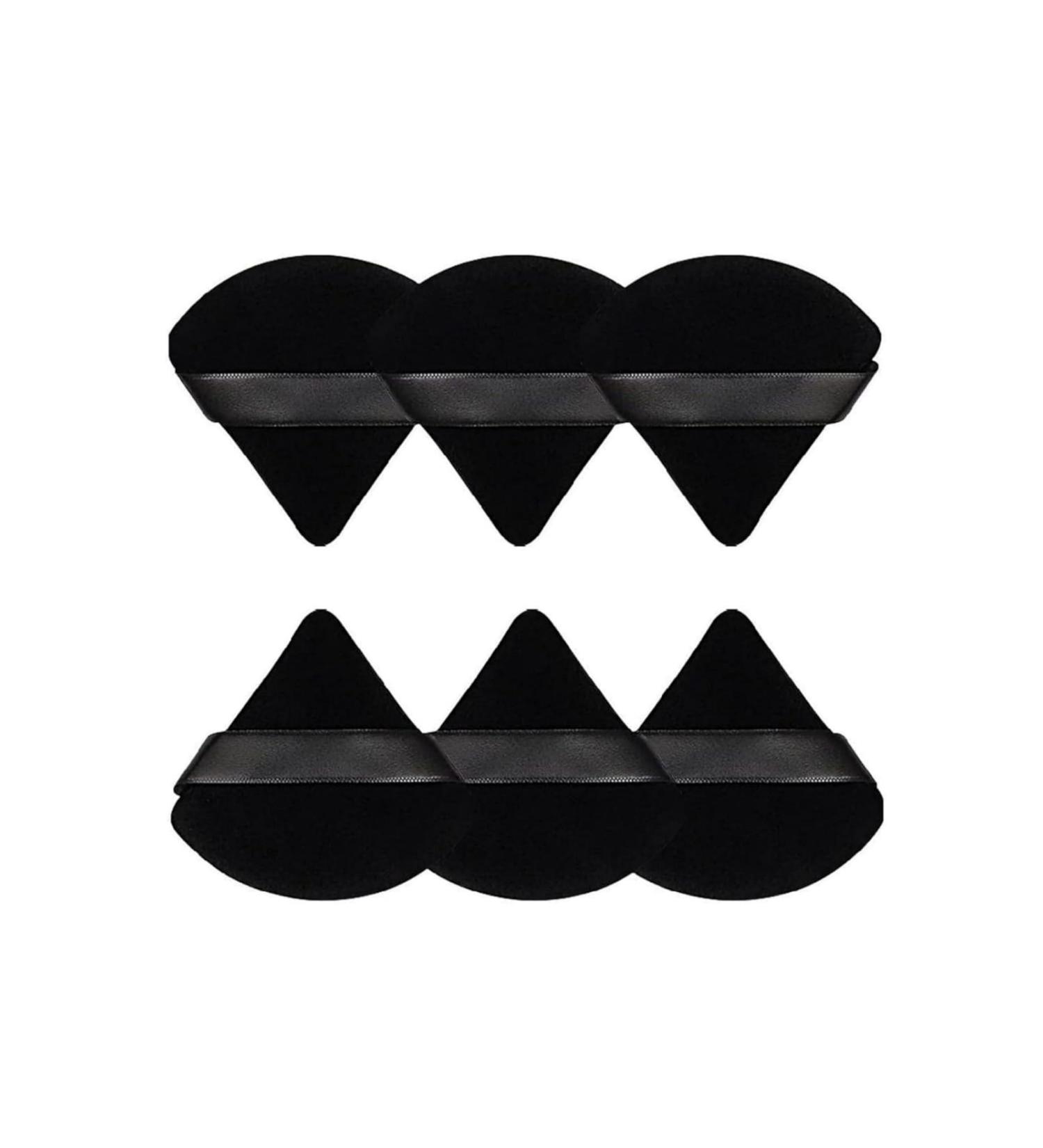 Powder Puff Face Triangular Makeup Puff Set - 6 Soft Black Puffs for Loose Powder | International Shipping - Buy Online on GoSupps.com