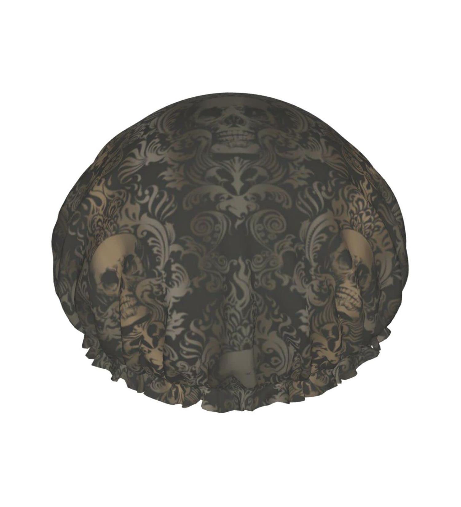 Gothic Skull Printed Waterproof Shower Cap for Women - Fits All Head Sizes & Hair Textures - Buy Online on GoSupps.com