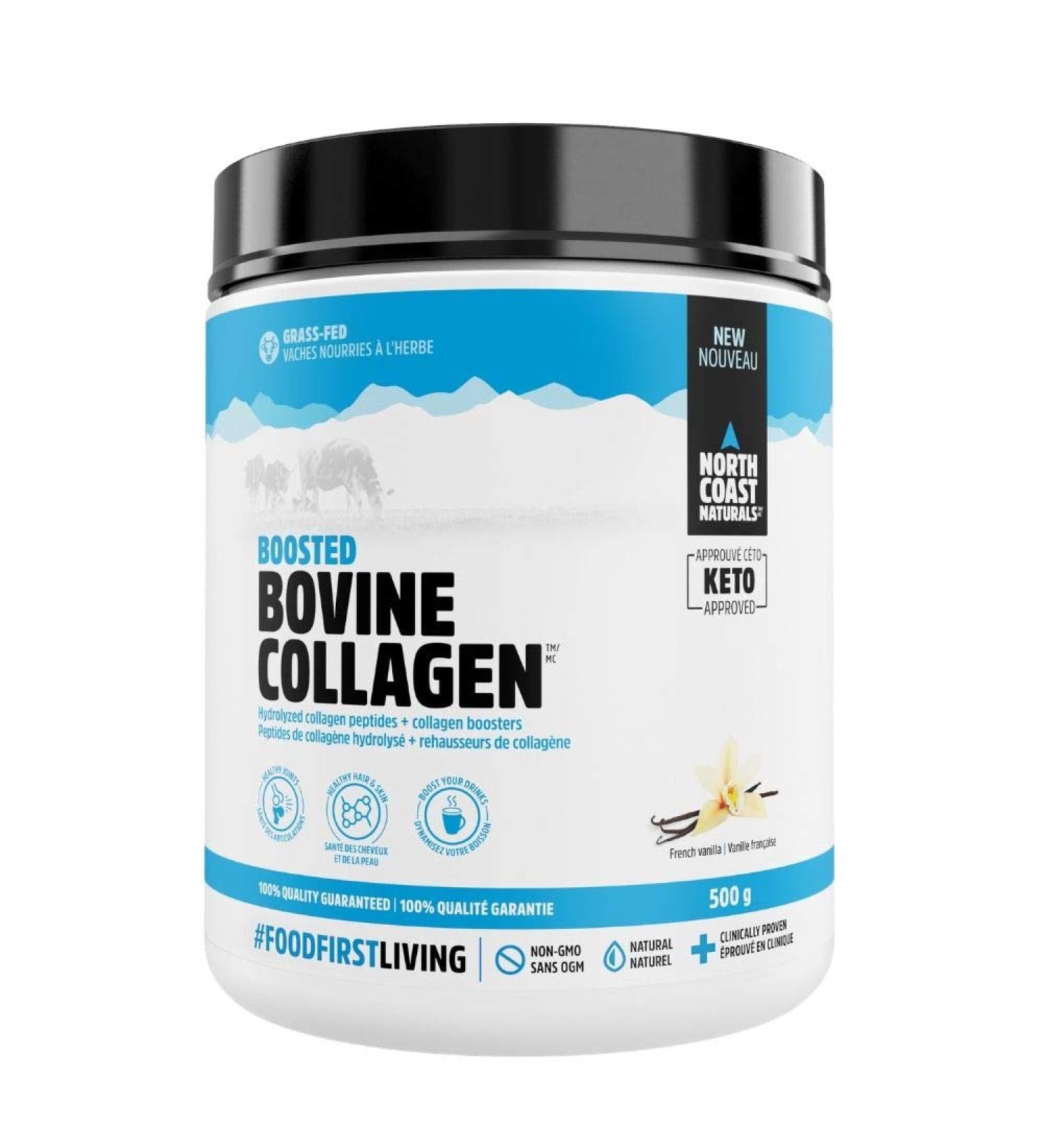 North Coast Naturals Boosted Bovine Collagen peptides Grass Fed Certified 500 g French Vanilla - Buy Online on GoSupps.com
