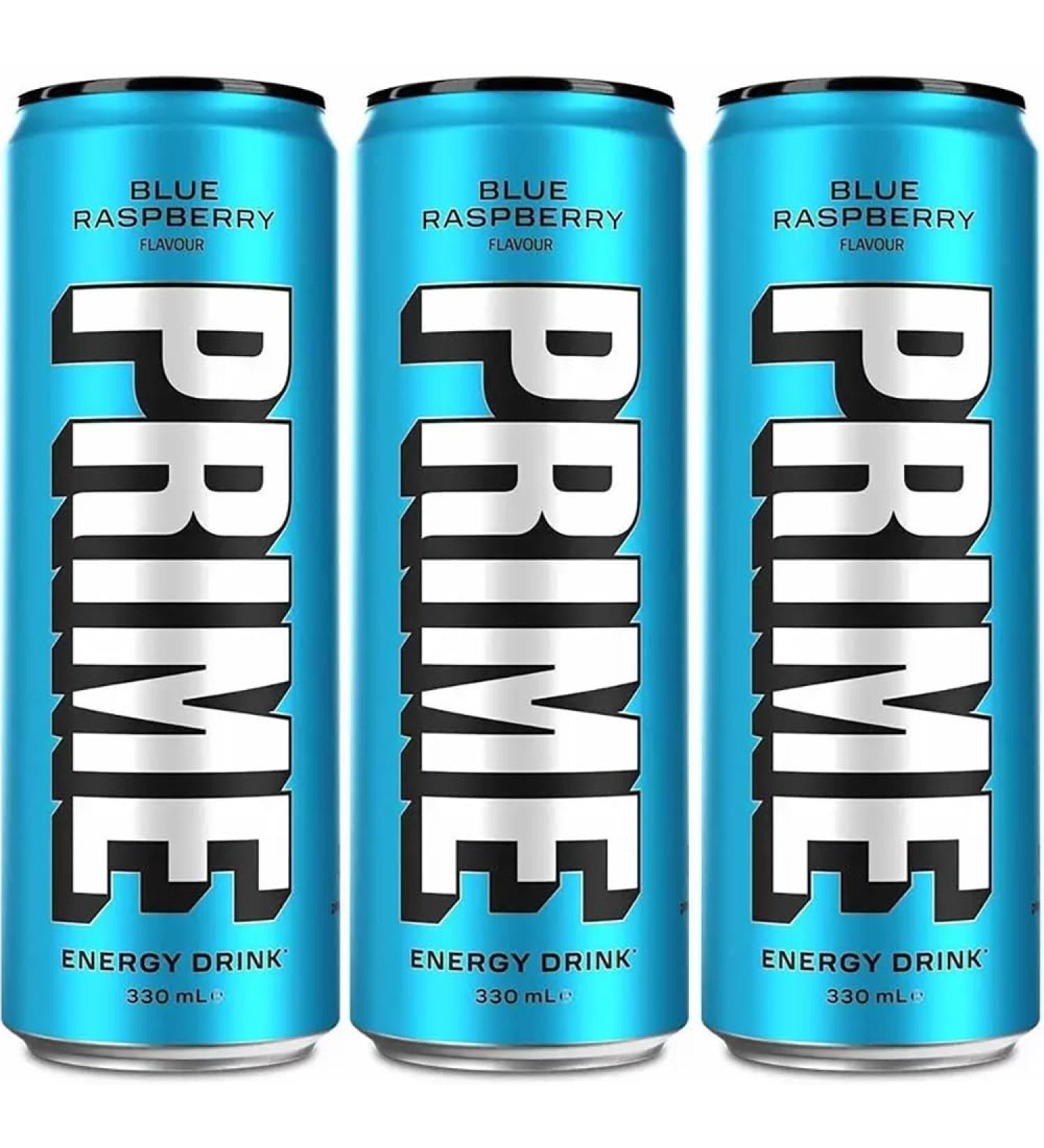 Prime Energy Drink Blue Raspberry Can 330ml 3 Pack KSI & Logan Paul