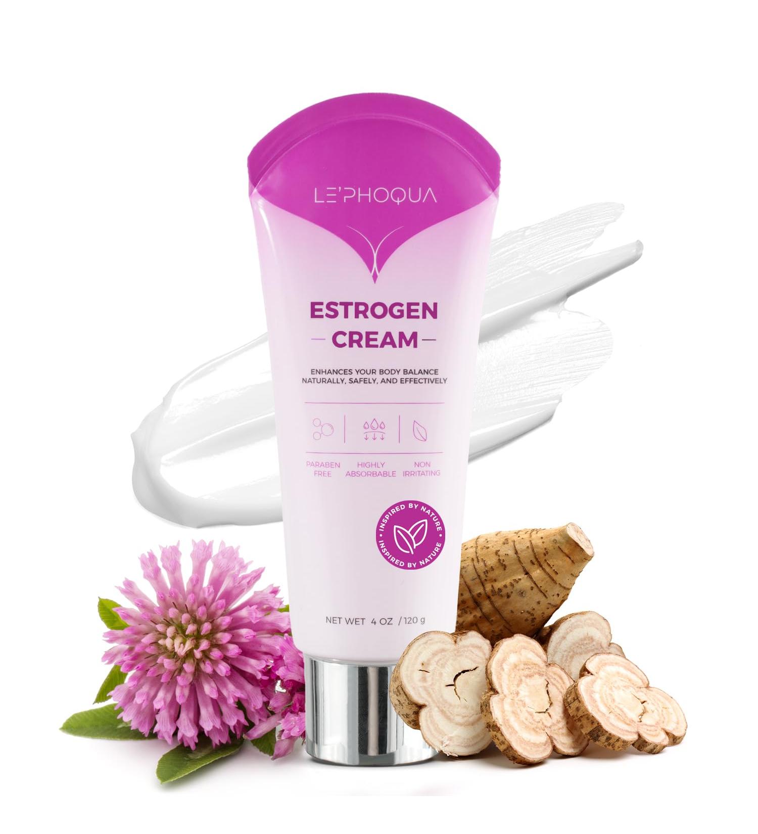 Estrogen Cream for Menopause Relief | Bioidentical Hormone Balance | Natural Phytoestrogen Cream for Hot Flashes & Skin 4 Oz - Buy Online on GoSupps.com