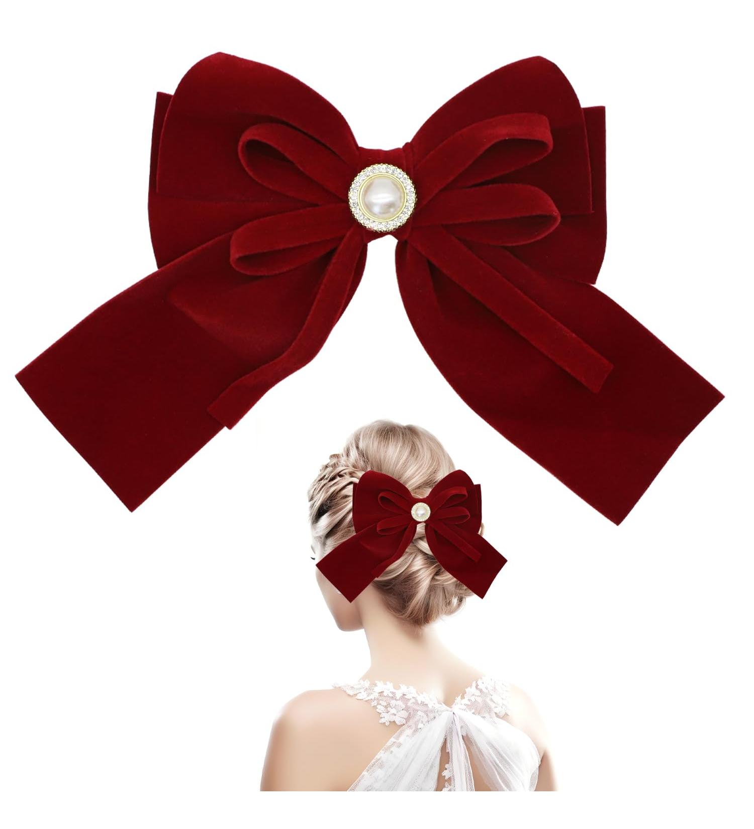 ALLY-MAGIC Bow Hair Clips Large Red Bowknot Hairpin Christmas Velvet Hair Bow Clips French Hair Barrettes Accessories for Women Girls Birthday Party Christmas Gifts Y4SRHDJ - Buy Online on GoSupps.com