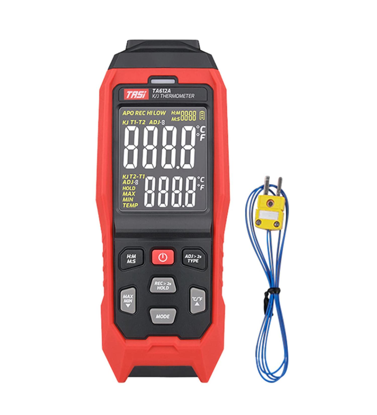 TASI TA612C Type K/J Digital Thermometer -200 to 2501 | 4-Channel LCD Handheld Temp Measurement with Data Storage & USB Upload - Buy Online on GoSupps.com