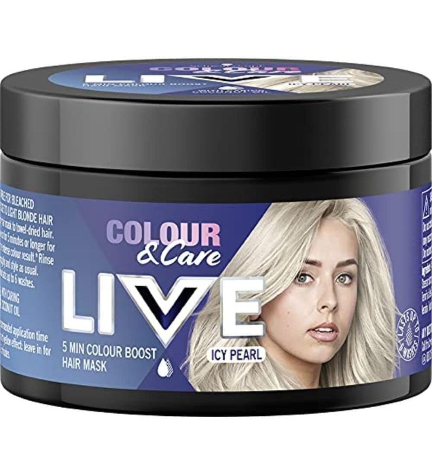 Schwarzkopf LIVE Colour & Care Hair Mask - Icy Pearl 150ml | Blonde Toning Colour Boost Semi-permanent Silver Hair Dye | Lasts Up To 6 Washes - Buy Online on GoSupps.com