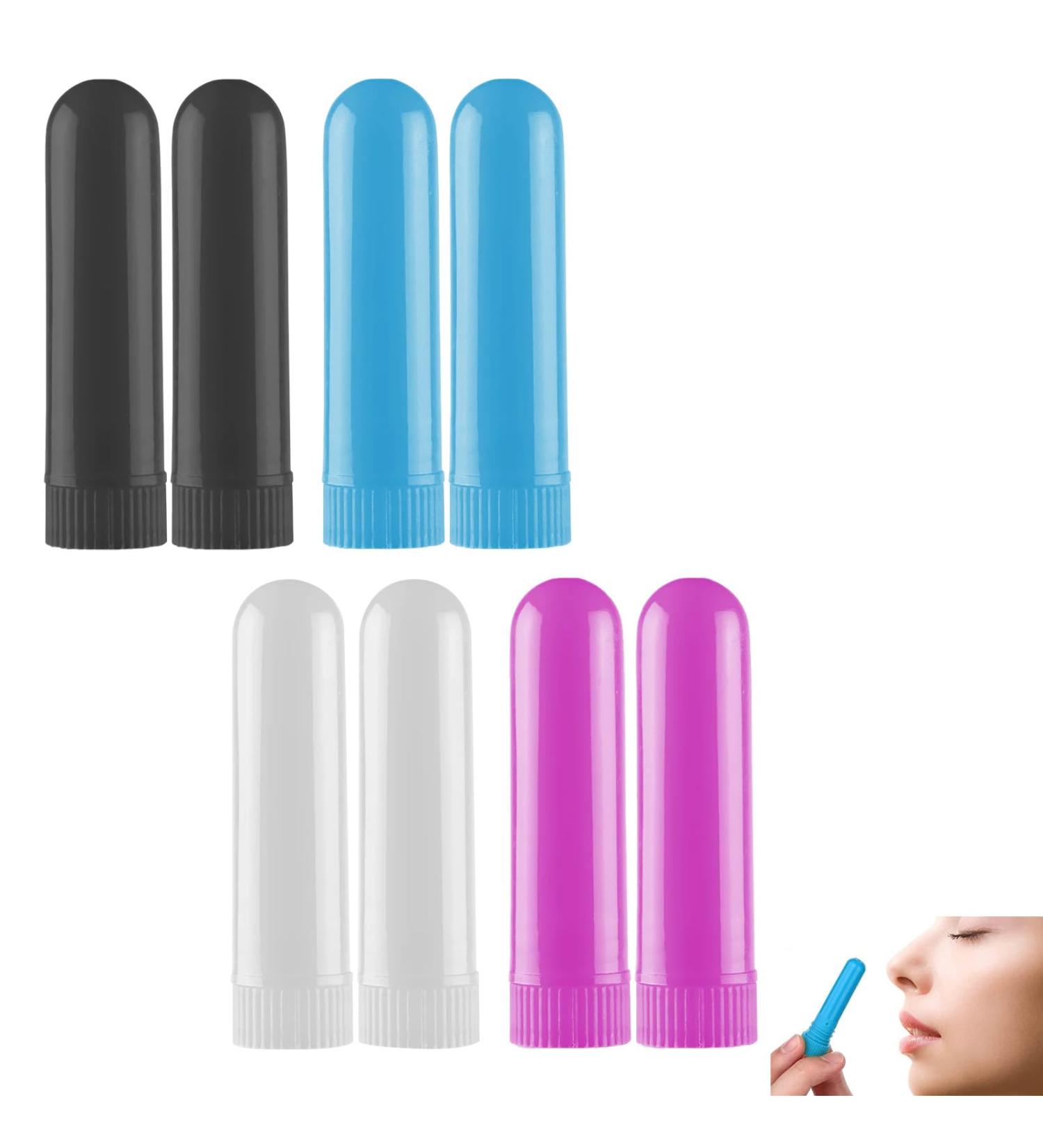 DHWEKU 8 Pieces Nasal Inhaler Tube for Essential Oil Reusable with 8 Pieces of Cotton Wicks Refillable Good Hygroscopicity (4 Colours) - Buy Online on GoSupps.com