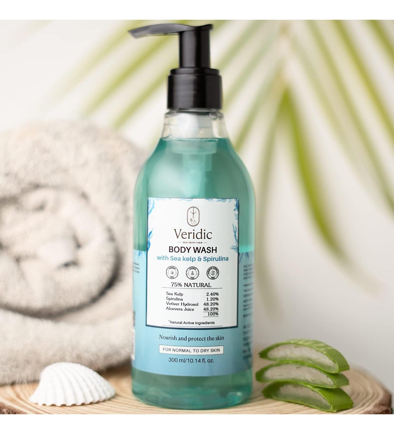 Sea Kelp & Spirulina Bio Marine Body Wash - 100% Natural Cruelty-Free Paraben & Sulphate Free for Healthy Glowing Skin - 300 ML - Buy Online on GoSupps.com