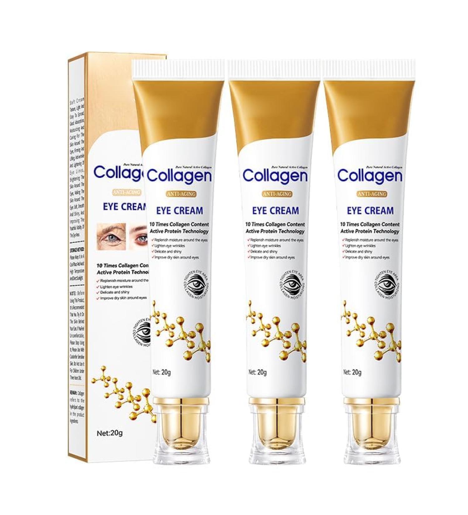  TiLLOw Lumineyez Collagen Anti-Wrinkle Eye Cream Under Eye Cream for Dark Circles & Puffiness Anti-Aging Eye Cream for All Skin Types (3 pcs) - Buy Online on GoSupps.com