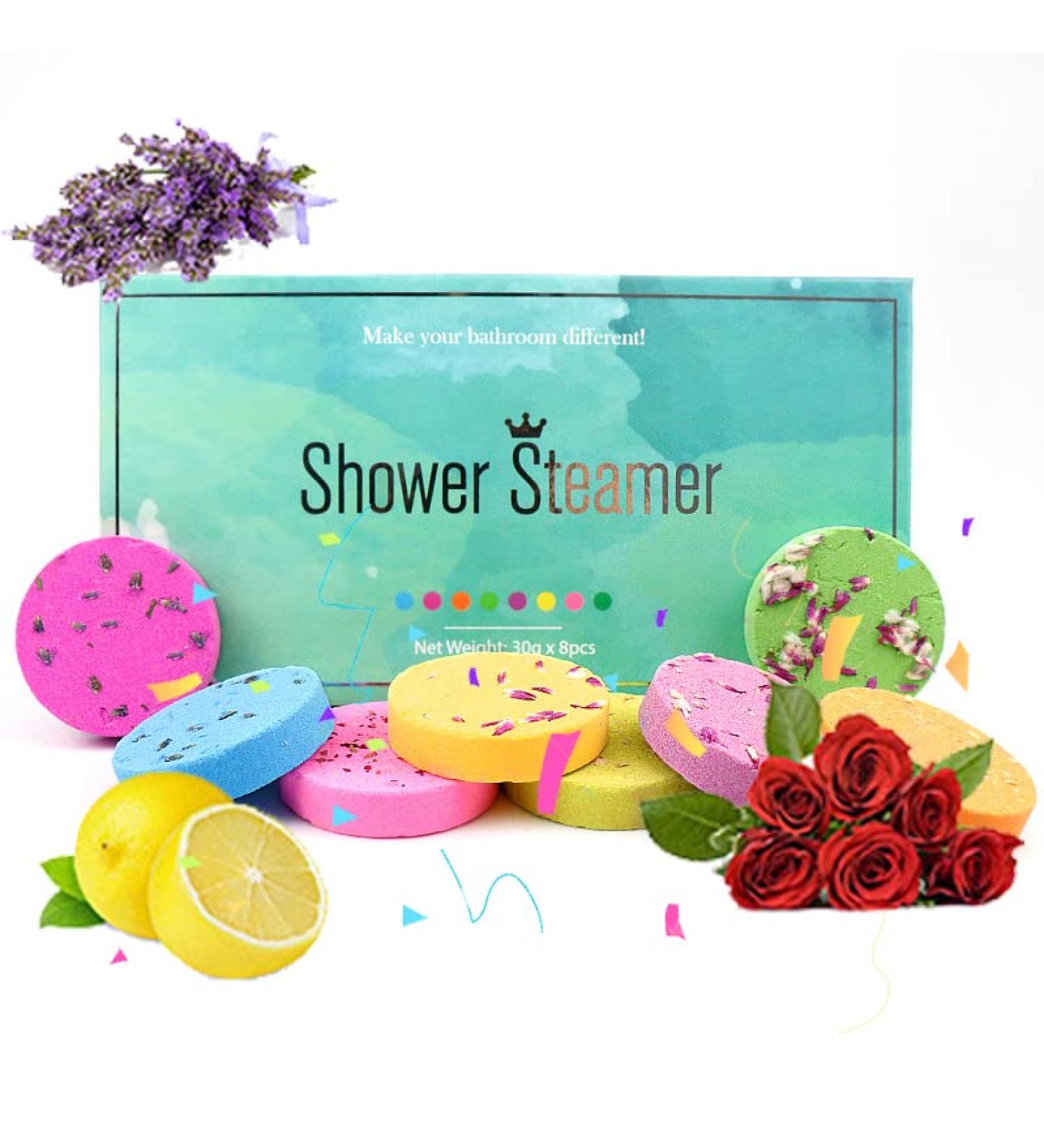 Nielies Shower Steamer Aromatherapy Gift Box - Escape Stress with Natural Essential Oils & Sea Salt | Shower Steamers for Relaxation | Valentines Day Gift Set - Blue Pack of 8 - Buy Online on GoSupps.com