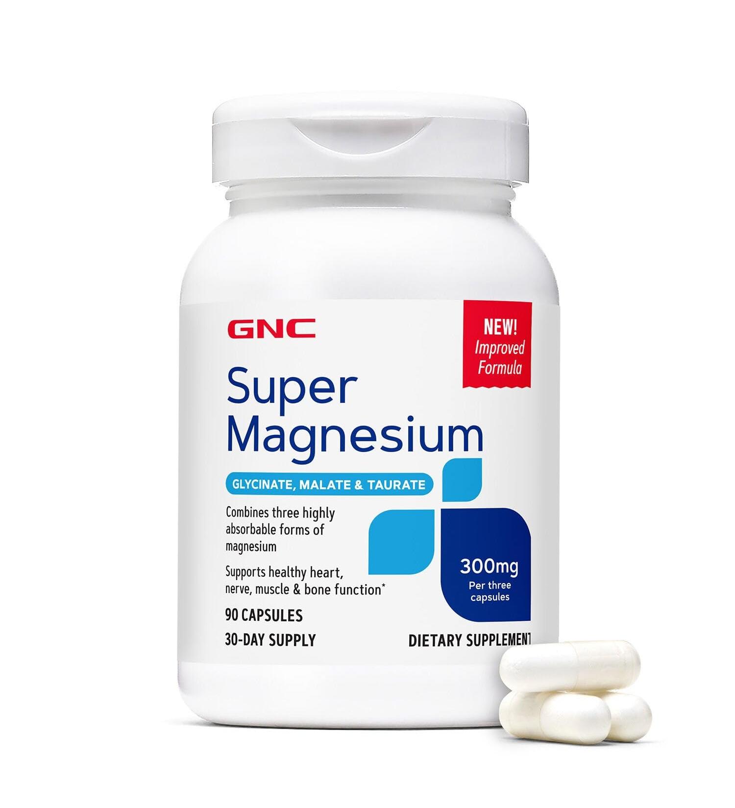GNC Super Magnesium 300mg Glycinate Malate Taurate 90 Capsules - Buy Online on GoSupps.com