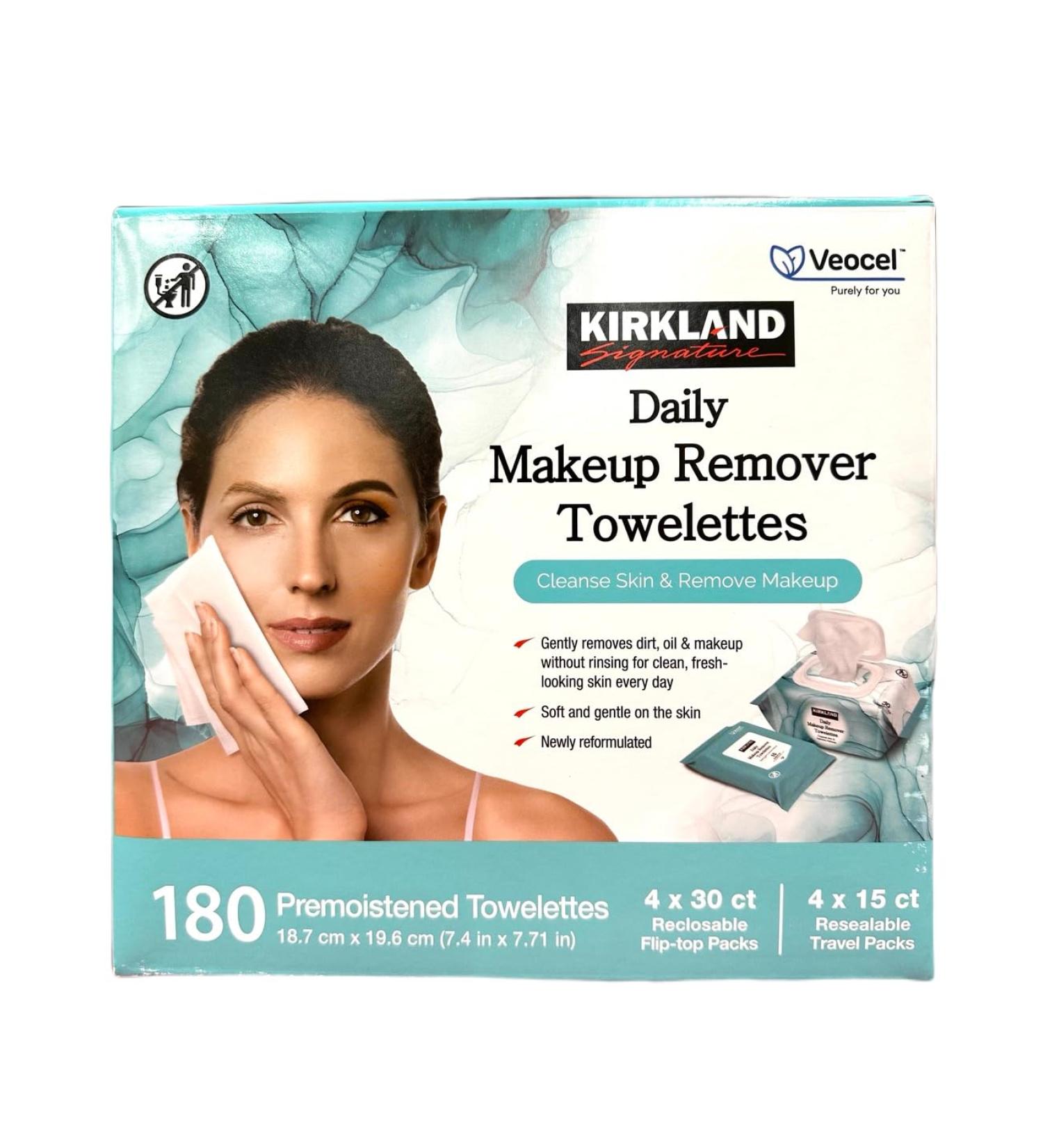 Kirkland Signature Daily Makeup Remover Towelettes - 180 Count | Cleansing Towelettes for Easy Makeup Removal - International Shipping Available - Buy Online on GoSupps.com