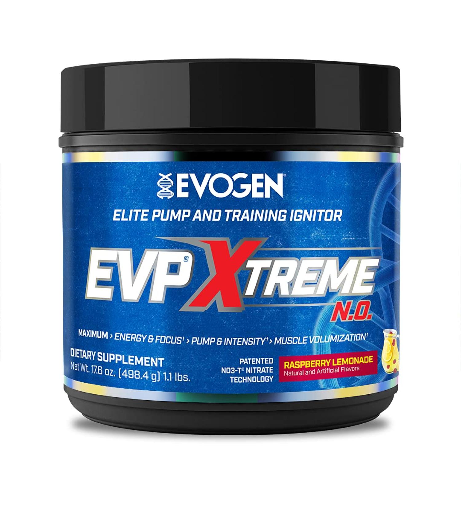 Evogen EVP Xtreme NO | Arginine Nitrate, Beta-Alanine, Citrulline Pre-Workout, Nitric Oxide, Pumps | Raspberry Lemonade