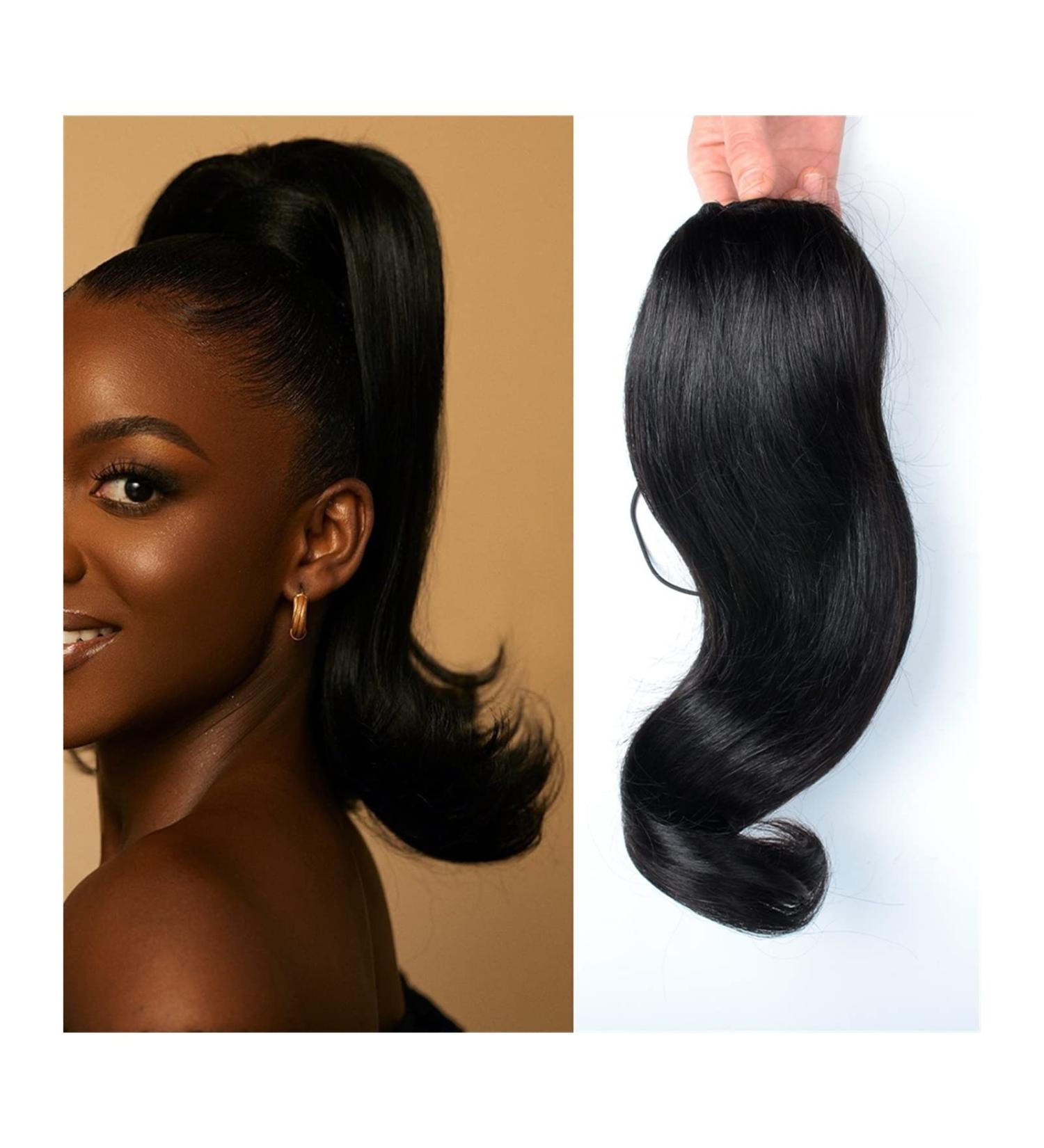 Hair Bun Ponytail Hair Extensions Brazilian Human Hair 12-18 Inch Tail Warped Ponytail Wig with Drawstring Ponytail Barrette Hair Extension Hair Piece (Size : 14inch 100g) - Buy Online on GoSupps.com