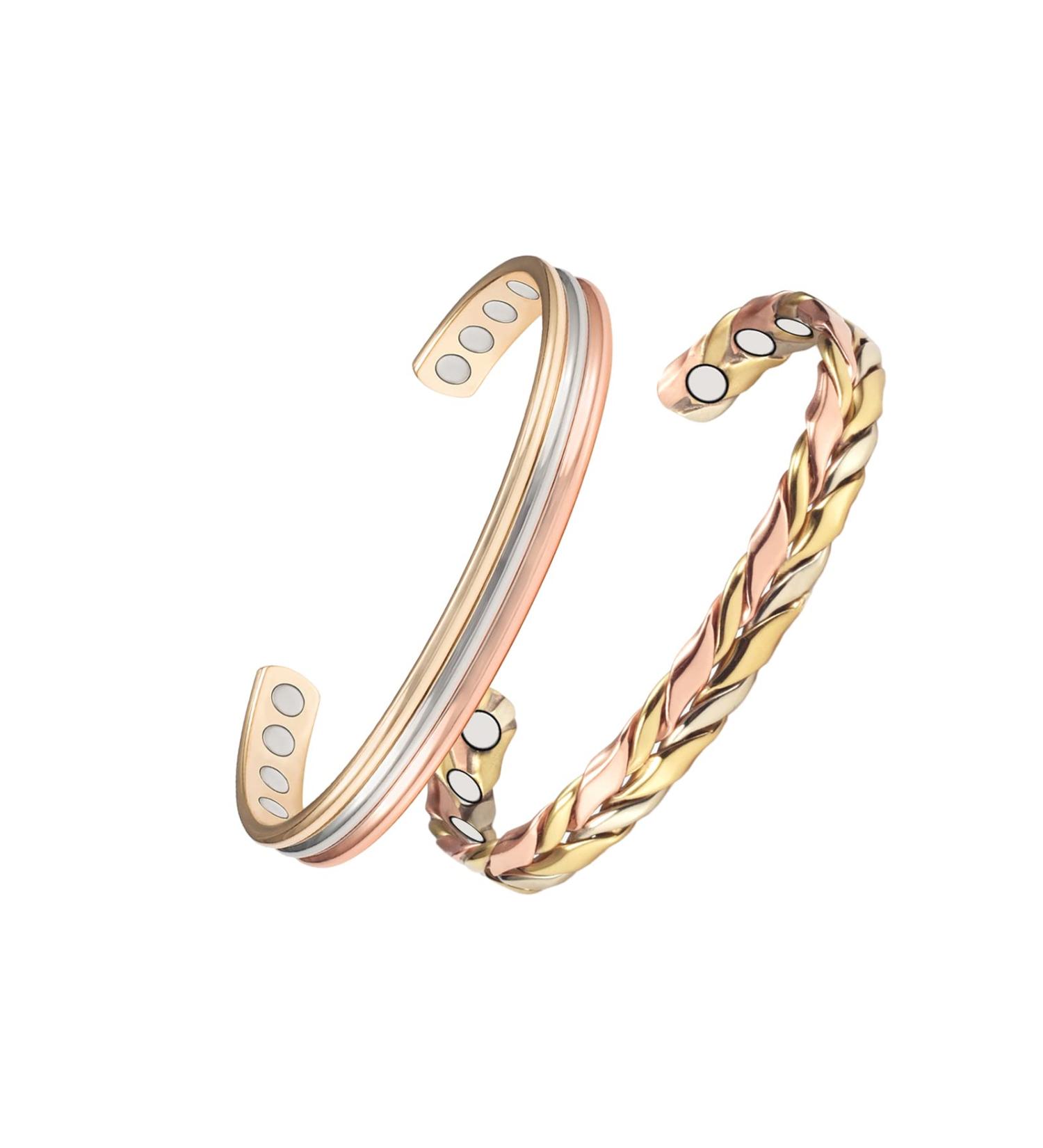 ENermagix Tri Tone 3500 Gauss Magnetic Copper Bracelet for Men & Women - 99.95% Copper Bangle with 8 Magnets Adjustable Size - Perfect Women s Day Gift for Mom - Buy Online on GoSupps.com