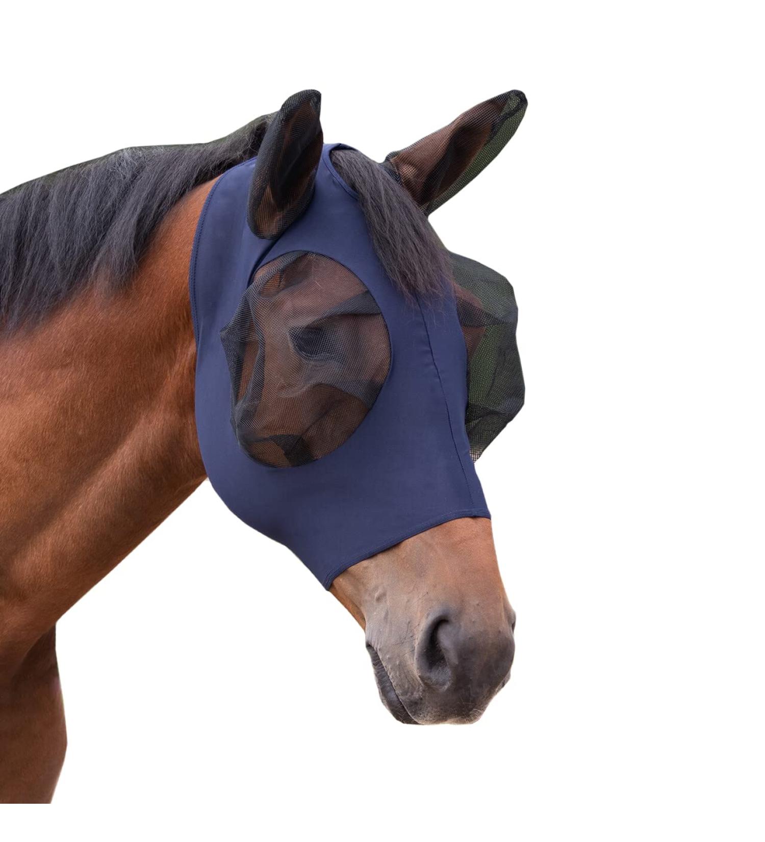 QHP Fly Mask Super Bug - Size Shetland Navy Color | Premium Protection for Your Pony - Buy Online on GoSupps.com