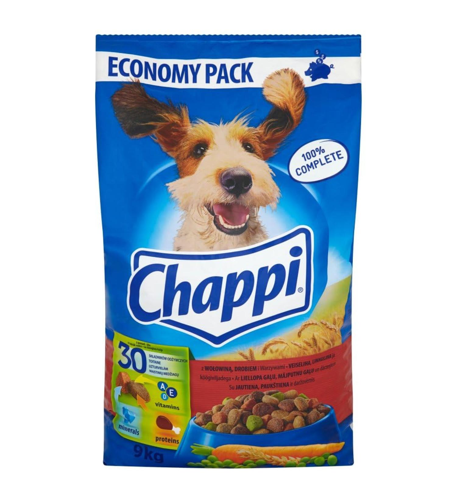 Chappi Dry food with beef and poultry for dogs 9 kg