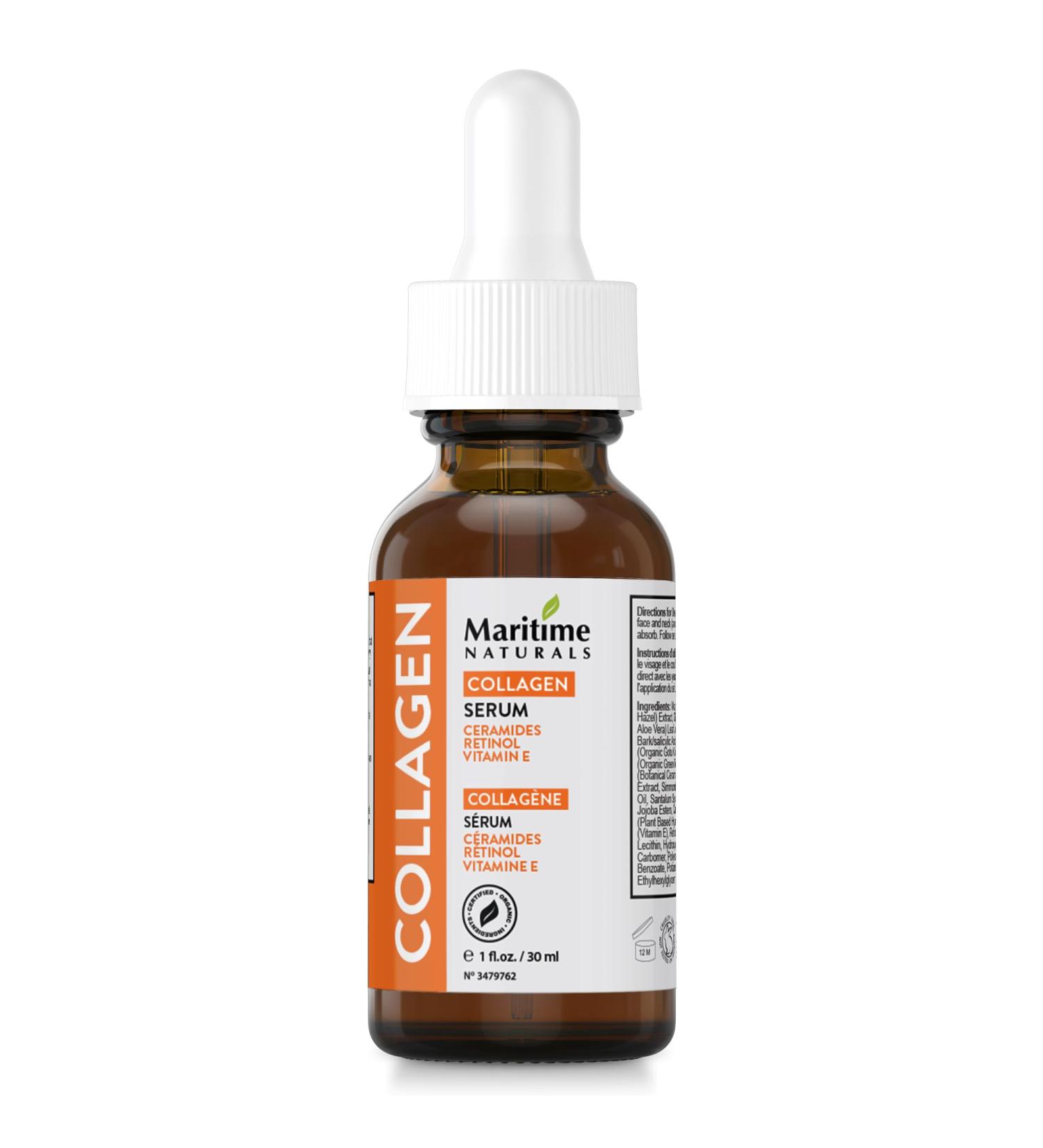 Maritime Naturals Collagen Serum for Face Nourishing Face Serum with Ceramides Retinol (0.5%) Natural & Organic Ingredients Hydrate your skin (30ml) - Buy Online on GoSupps.com