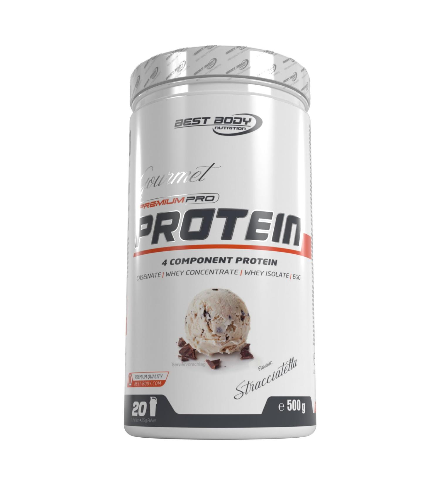 Best Body Nutrition Gourmet Pro Protein Shake - Stracciatella 500g | 4-Component Protein: Casein Whey Concentrate Isolate Egg Bar - International Shipping Available - Buy Online on GoSupps.com