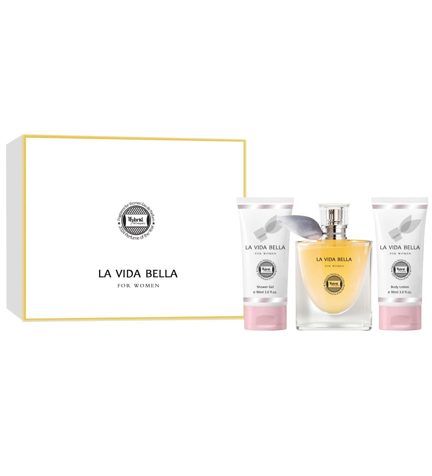 Hybrid & Company Women La Vida Bella 3 Pcs Gift Set Contain 100ml Perfume 90ml Body Lotion 90ml Shower Gel La Vida Bella Gift Set - Buy Online on GoSupps.com