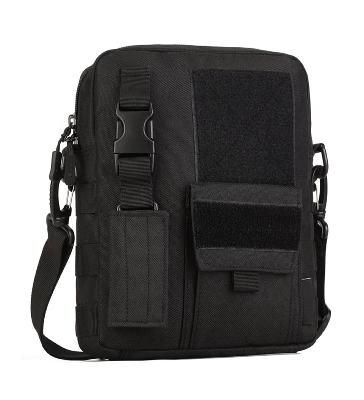 HUNDVP Tactical Shoulder Bag | Molle Military Crossbody Bag | Waterproof Army Messenger Bag for Outdoor Sports & Camping (Black) - Buy Online on GoSupps.com