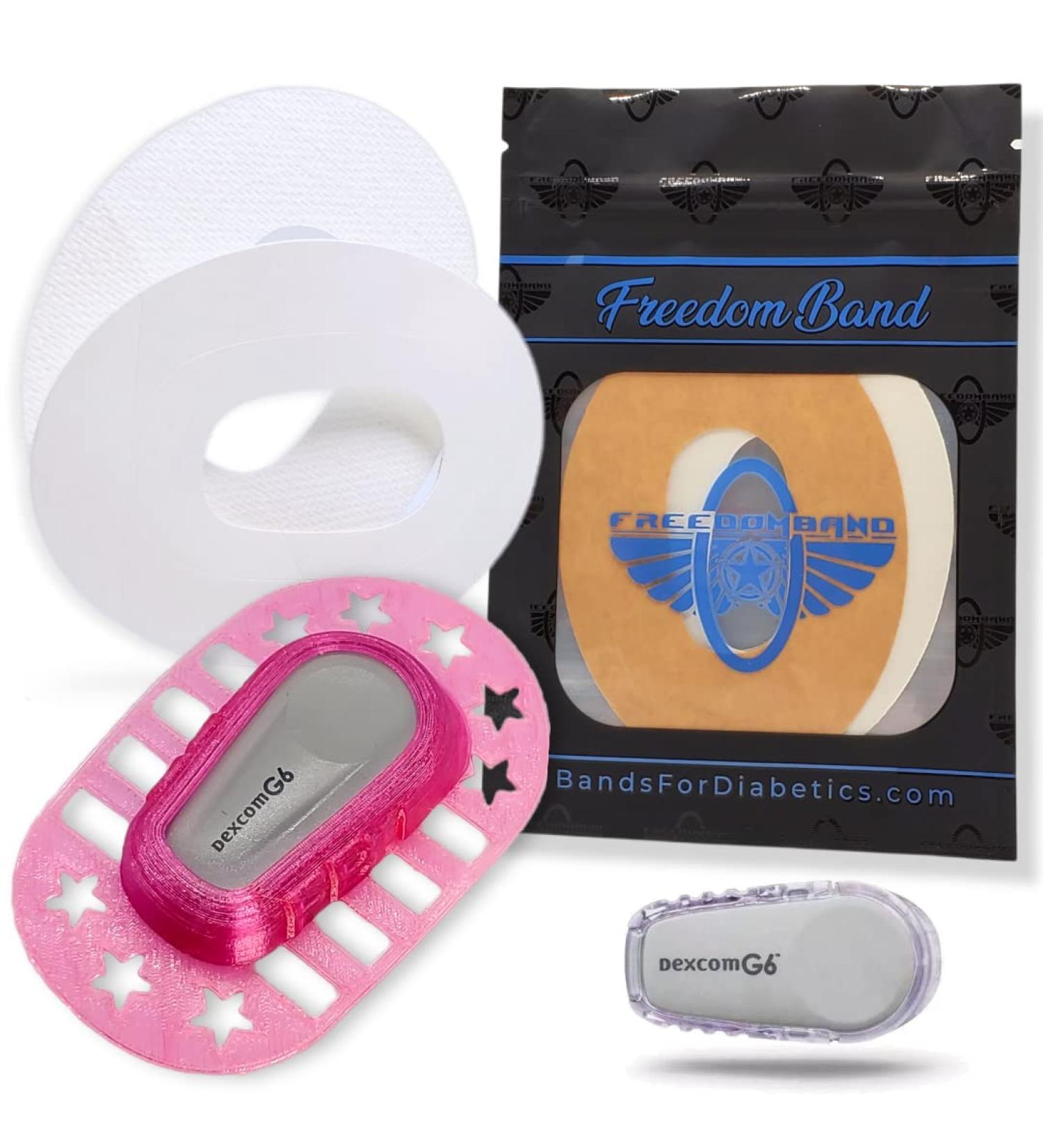Infiniflex for Dexcom G6 Reusable Flexible Transmitter Adhesive Cover Guard by Freedom Bands (Pink) - Buy Online on GoSupps.com