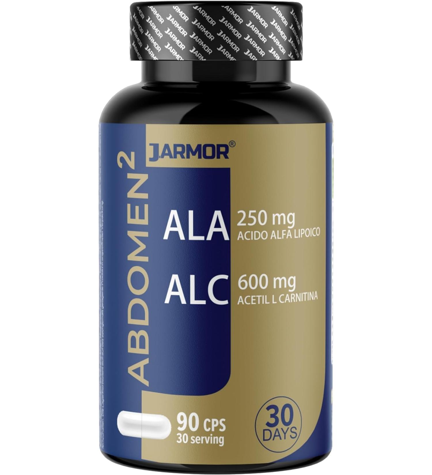 Jarmor L-Carnitine & Alpha Lipoic Acid Supplement - 90 Capsules | 600mg L-Carnitine & 250mg ALA for Weight Loss & Energy Boost | International Shipping Available - Buy Online on GoSupps.com