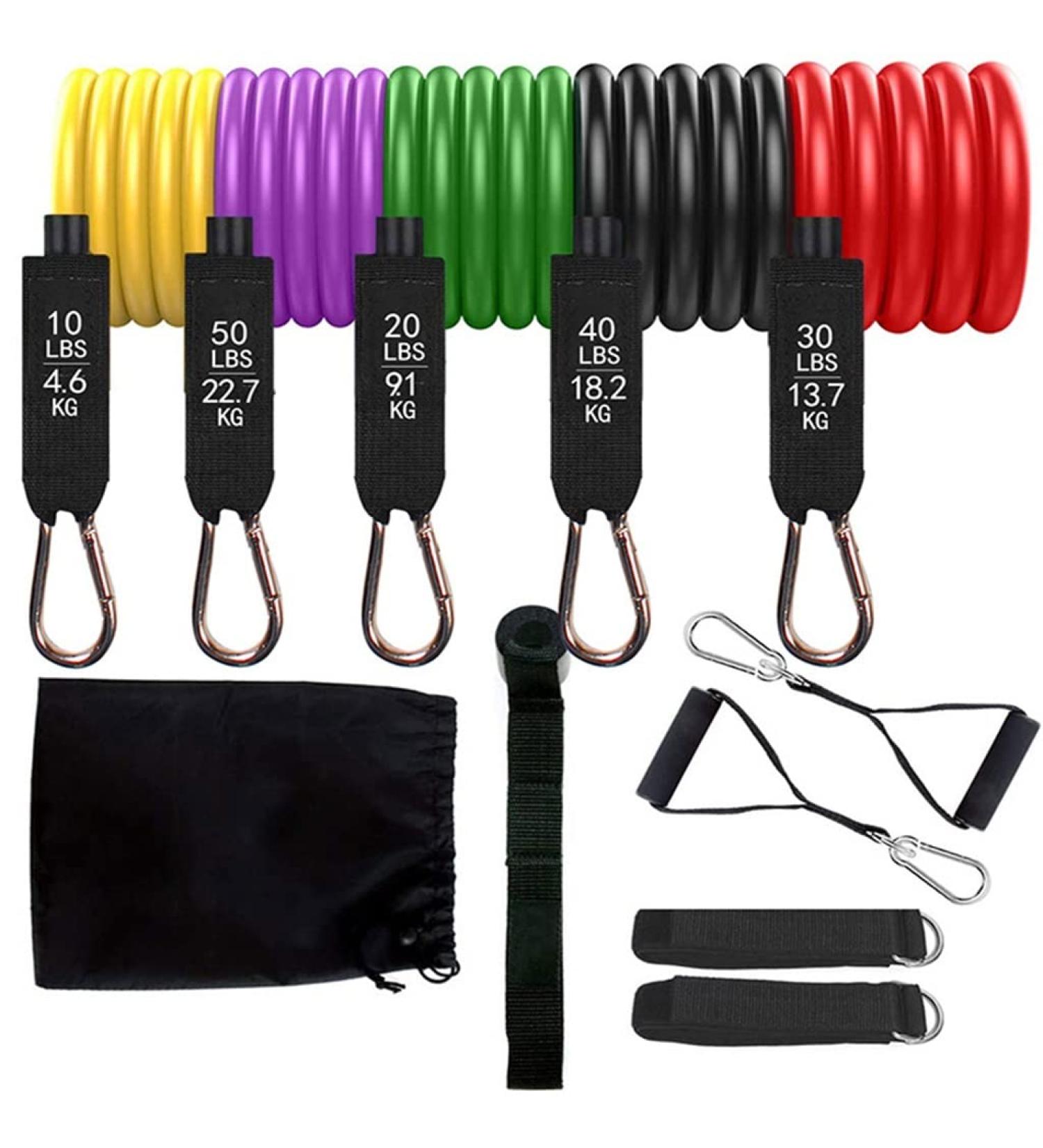 11 Pcs/Set TPE Resistance Bands 100LB 150LB Women Colorful Fitness Training Belt Yoga Pull Rope Gym Equipment Elastic Tube (Multi Colored) Multicolor colored - Buy Online on GoSupps.com