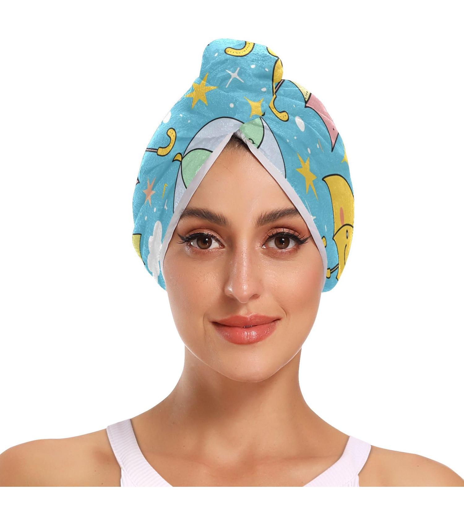 Super Absorbent Umbrella Hair Towels - 2 Pack Quick Dry Hair Turbans for Women & Girls - Buy Online on GoSupps.com