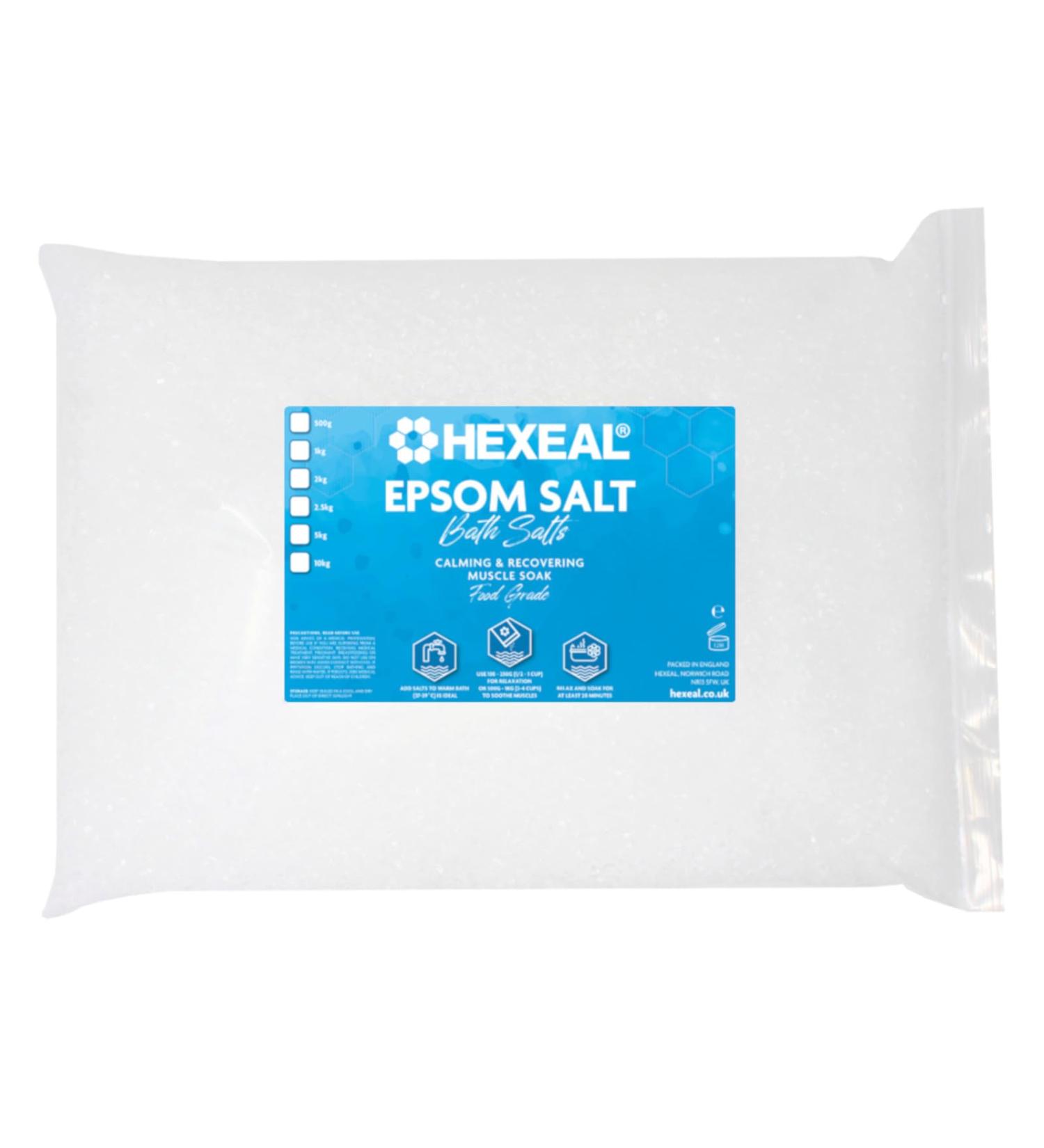 Hexeal Epsom Salt 5kg 5kg Bag of Food Grade Bath Salts to Soothe Muscles Joints & Aches Magnesium Sulphate for Bathing Gardening & Beauty Household Commercial & Industrial Use - Buy Online on GoSupps.com