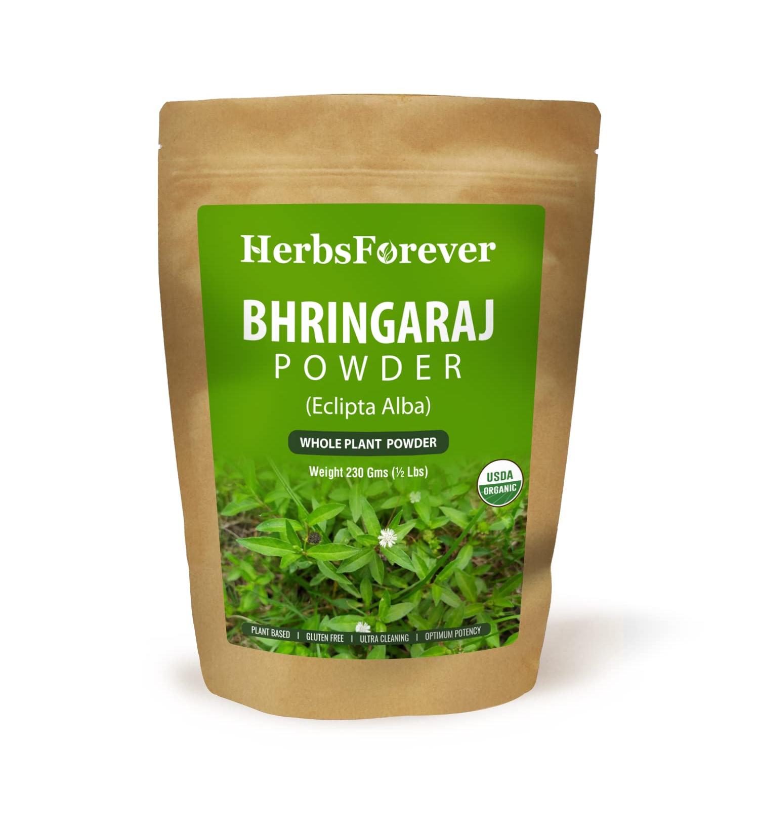 Herbsforever Bhringaraj Powder 230g - Natural Hair Conditioner | Nourishes Hair Follicles | Non GMO & Organic | Vegan | Eclipta Alba Hair Care Herb - Buy Online on GoSupps.com