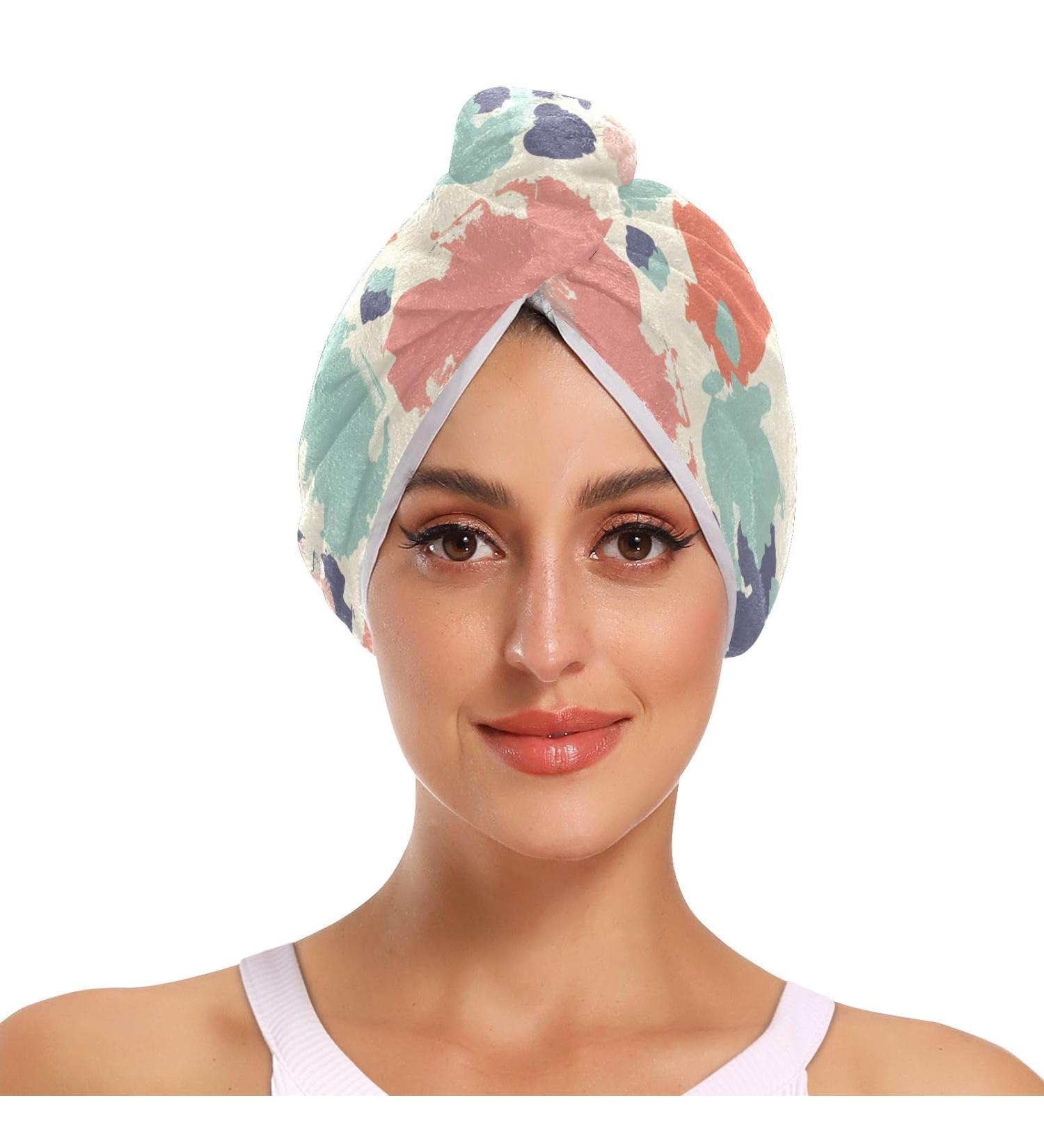 Rainbow Doodle Hair Towel 2 Pack | Super Absorbent Quick Dry Hair Turbans for Women & Girls - Buy Online on GoSupps.com
